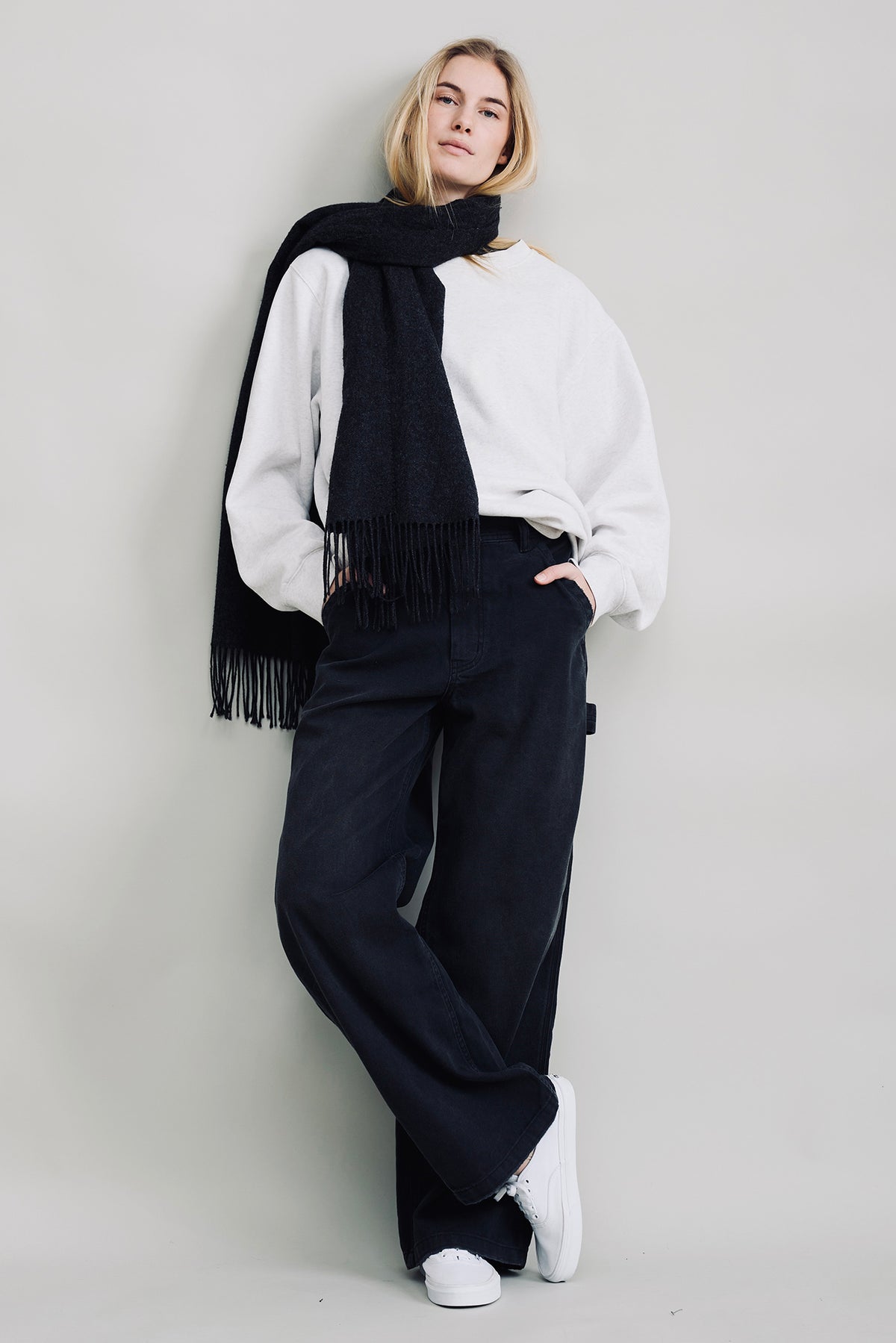 Teri Wide Leg Carpenter Pant - Worn Black Canvas