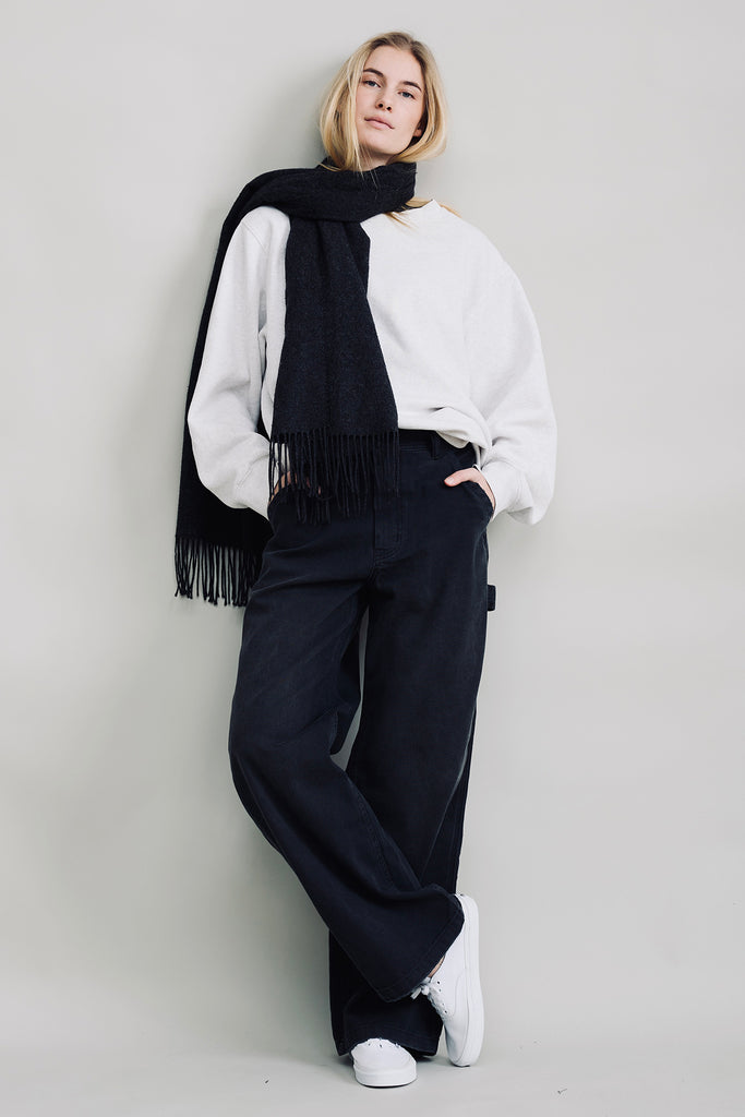 Teri Wide Leg Carpenter Pant - Worn Black Canvas
