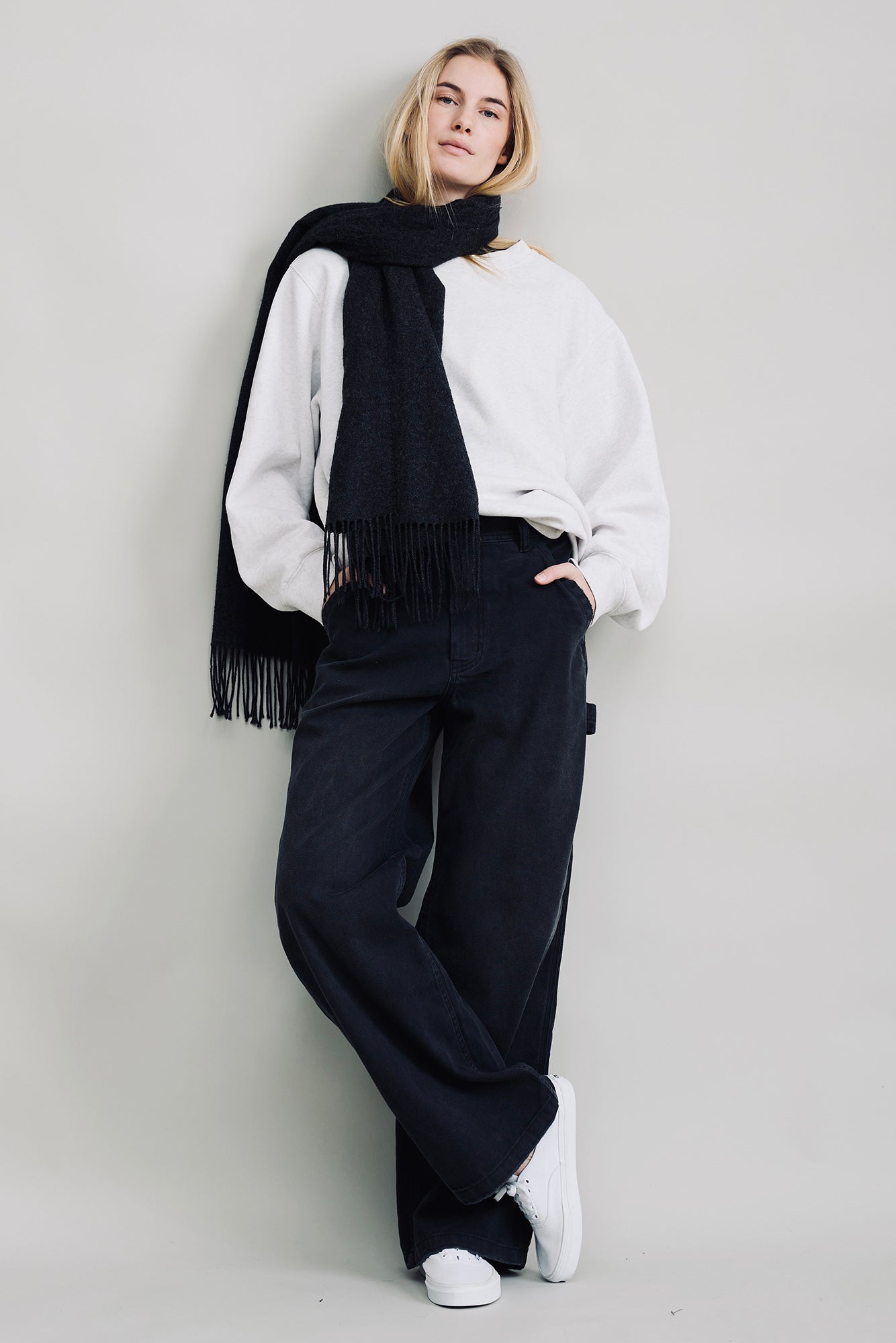 Teri Wide Leg Carpenter Pant - Worn Black Canvas