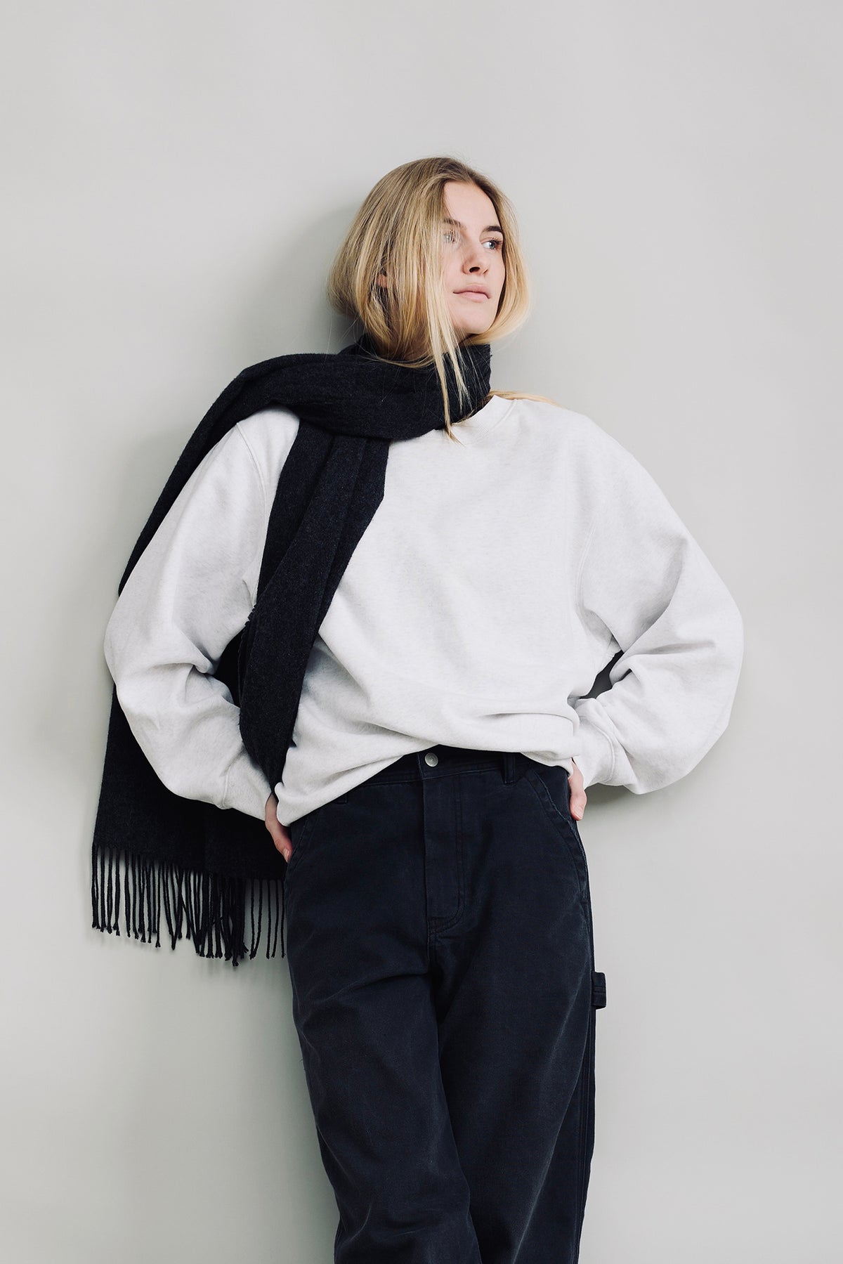 Teri Wide Leg Carpenter Pant - Worn Black Canvas