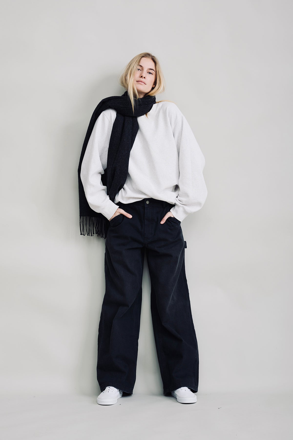 Teri Wide Leg Carpenter Pant - Worn Black Canvas