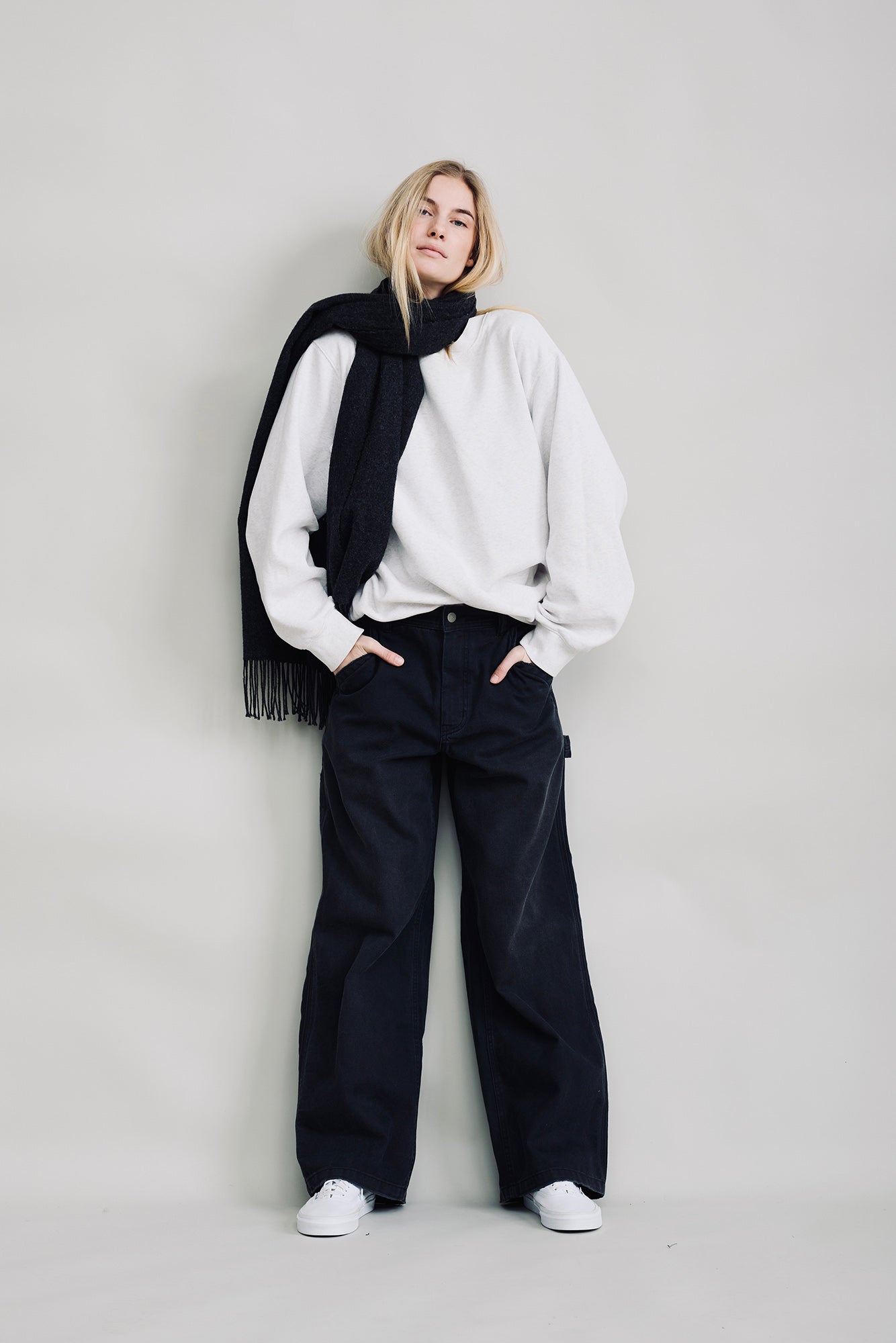 Teri Wide Leg Carpenter Pant - Worn Black Canvas