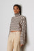 Cropped Stripe Turtleneck Sweater - Tan w/ Black Stripe