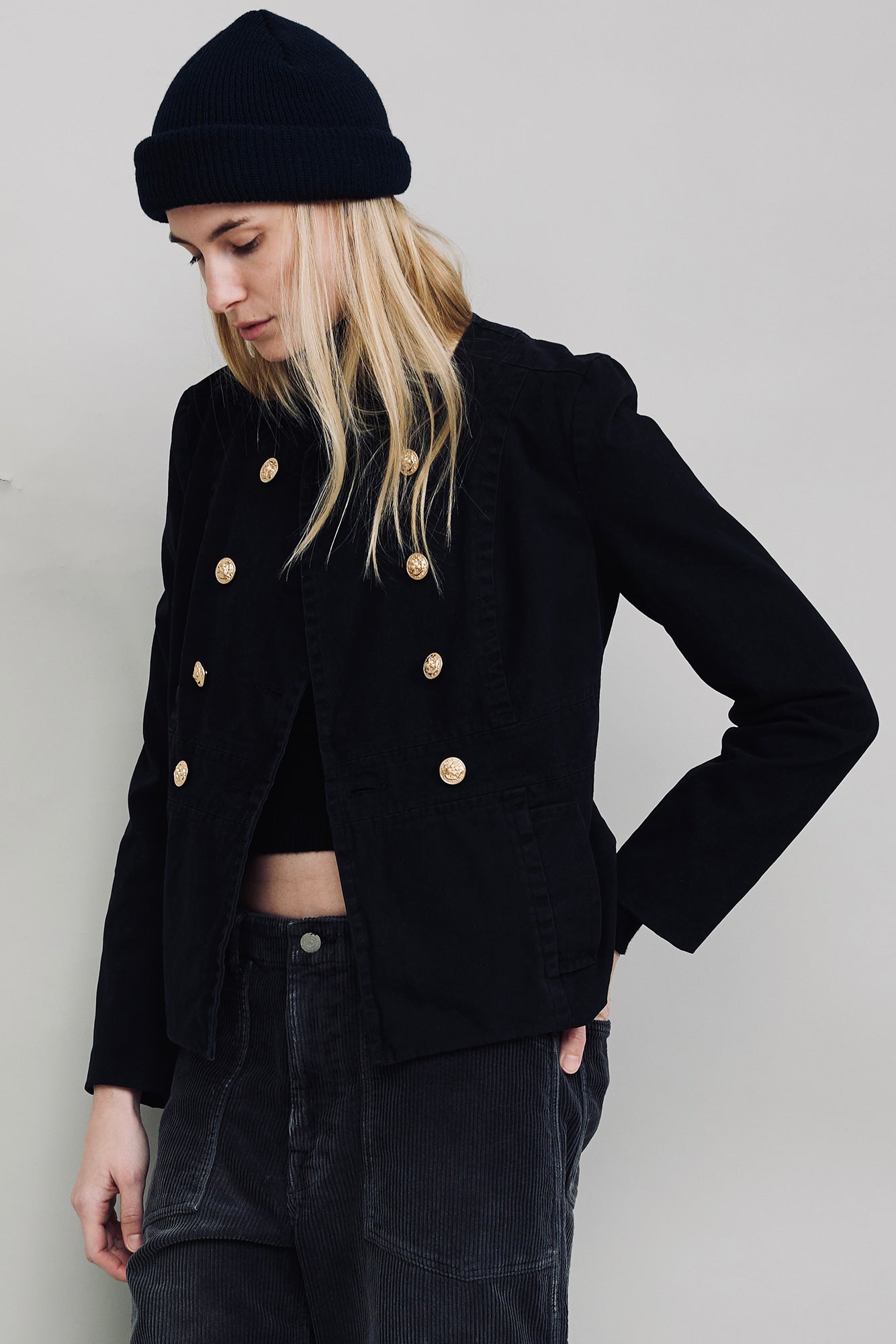 Shrunken Officer Jacket - Black