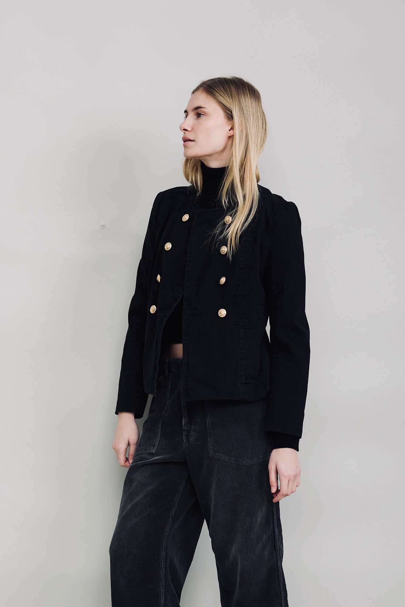 Shrunken Officer Jacket - Black