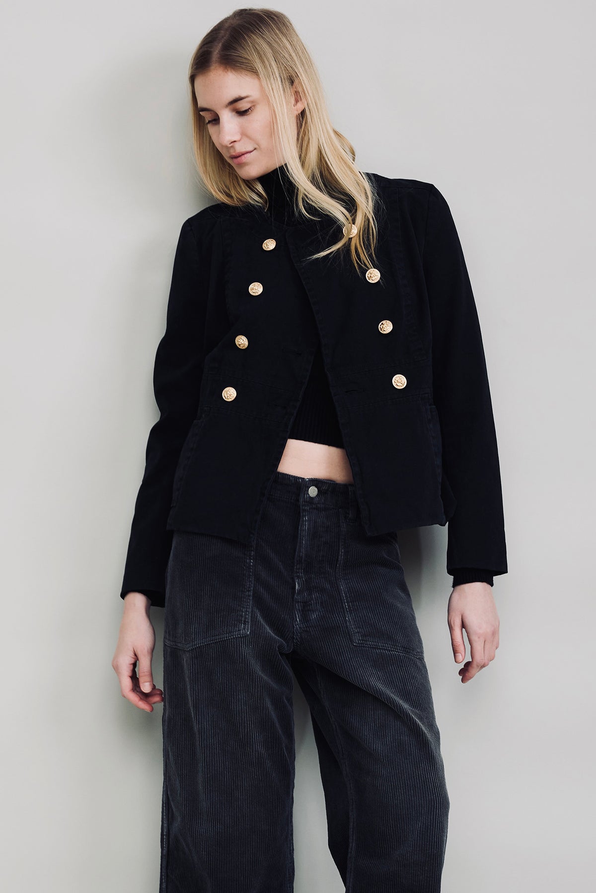 Shrunken Officer Jacket - Black