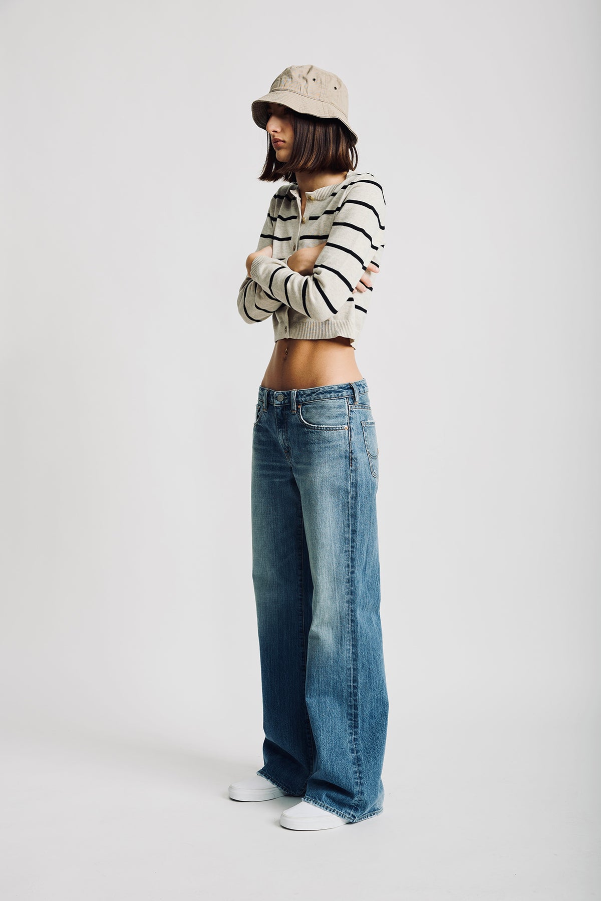 Riley Cardigan - Heather Grey With Black Stripe