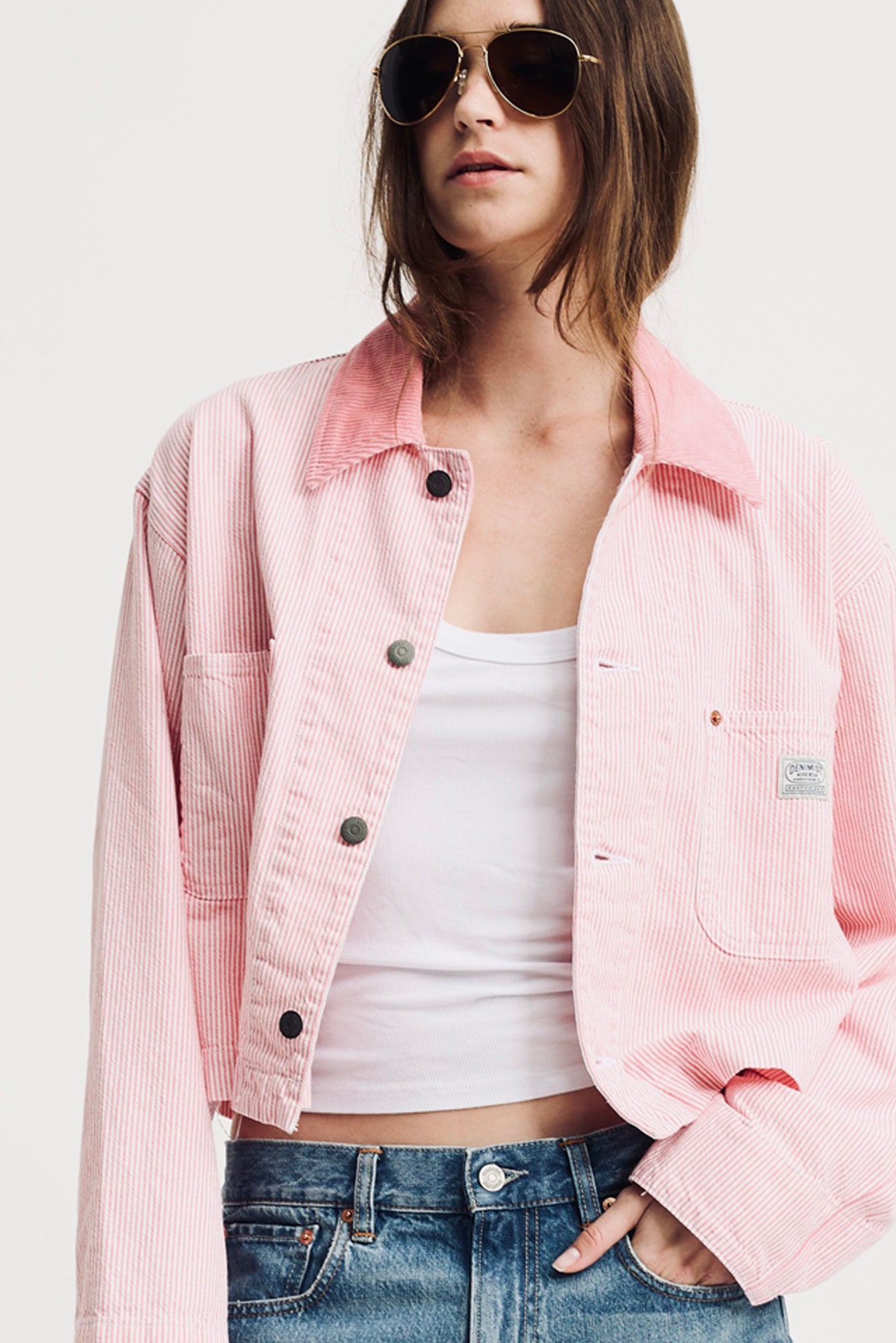 Cropped Chore Jacket - Railroad Vivid Pink