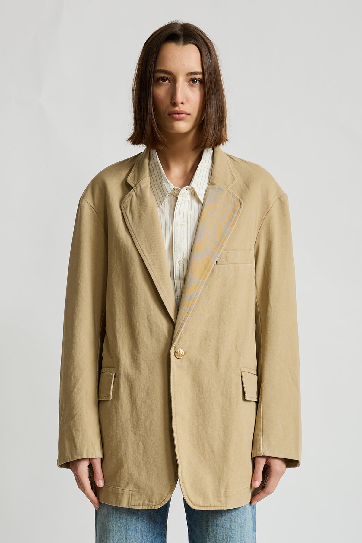 Deconstructed Blazer With Belt - Khaki