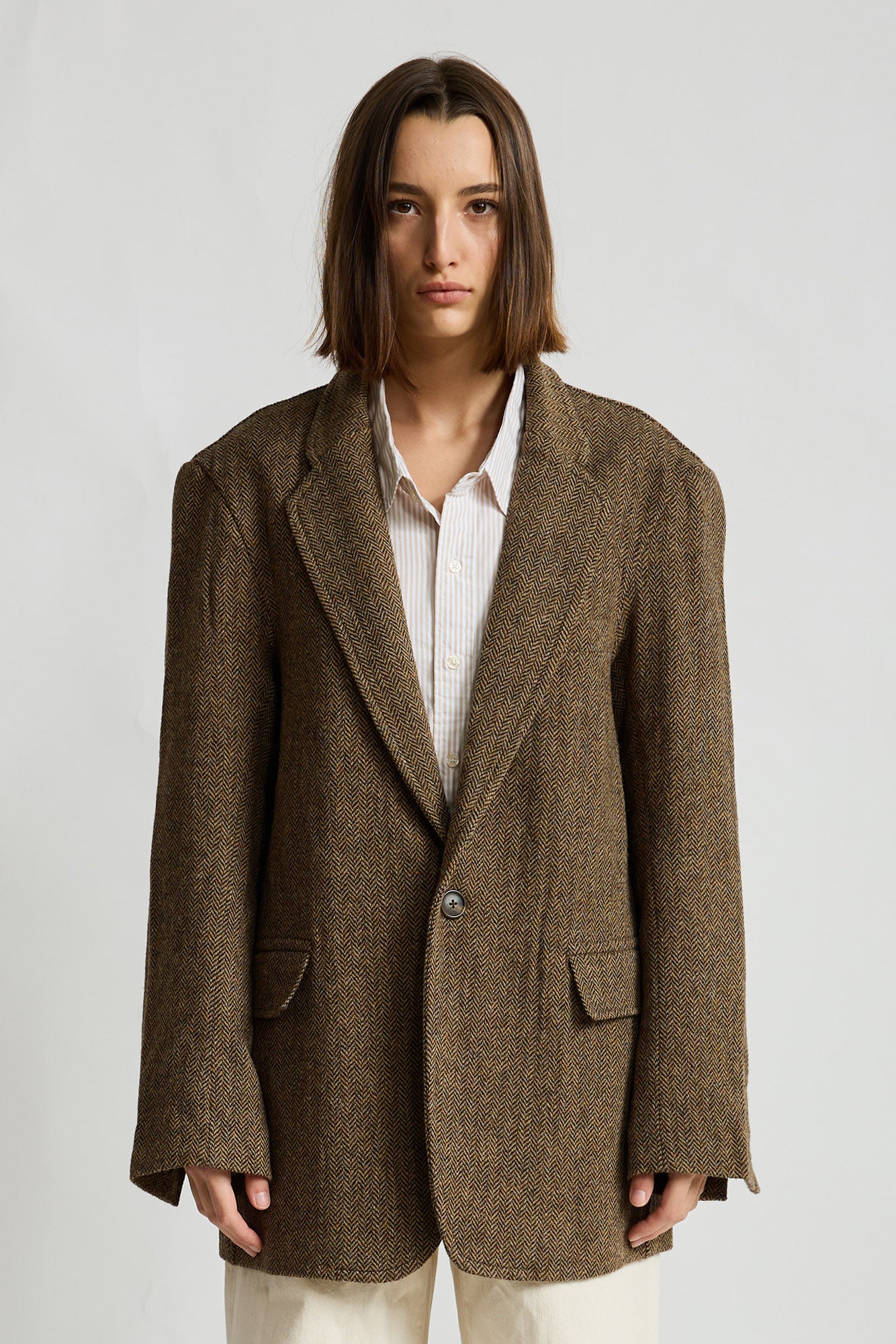 Hyannis Deconstructed Blazer - Brown Herringbone