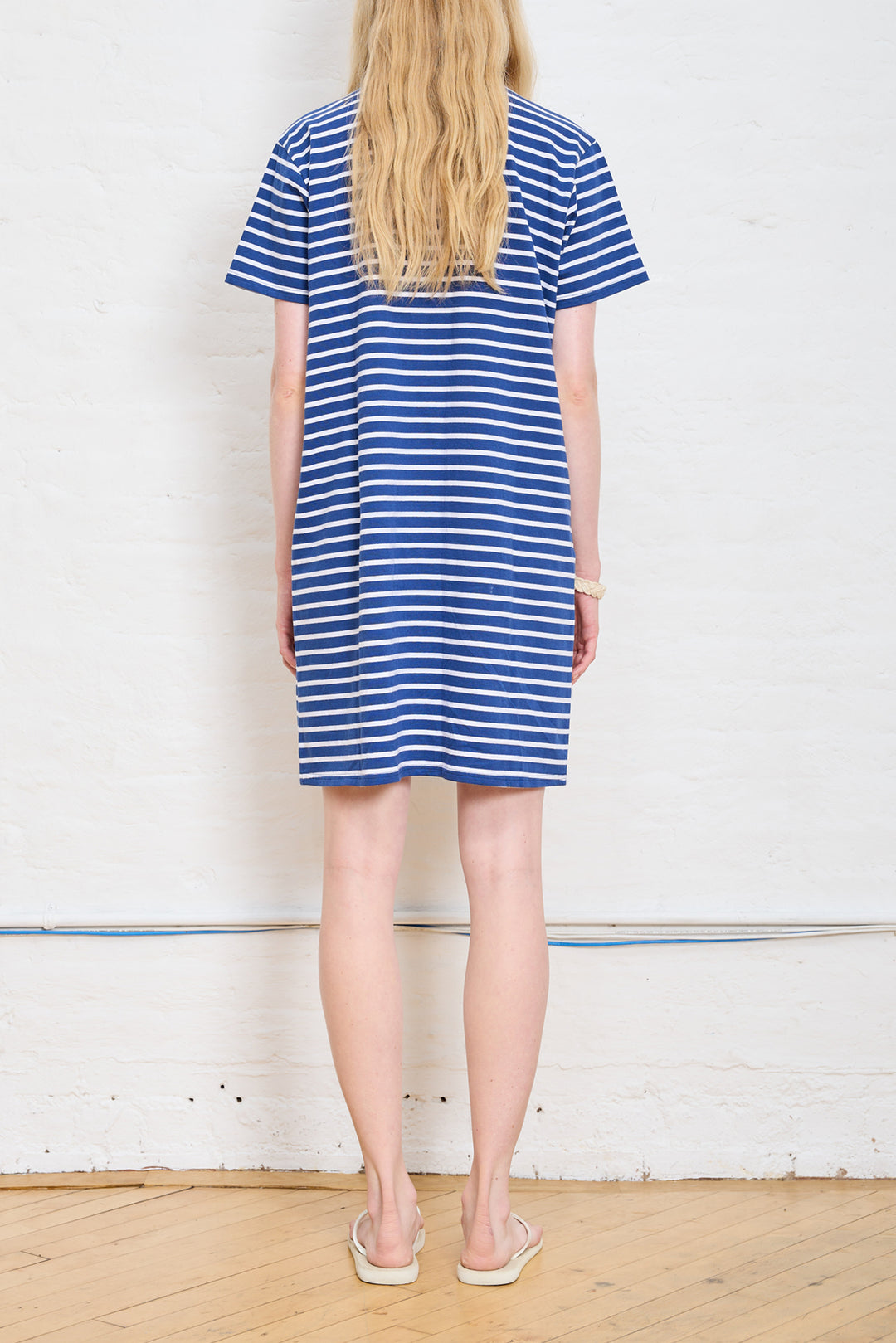 Relaxed Tshirt Dress - Blue w/ White Stripe