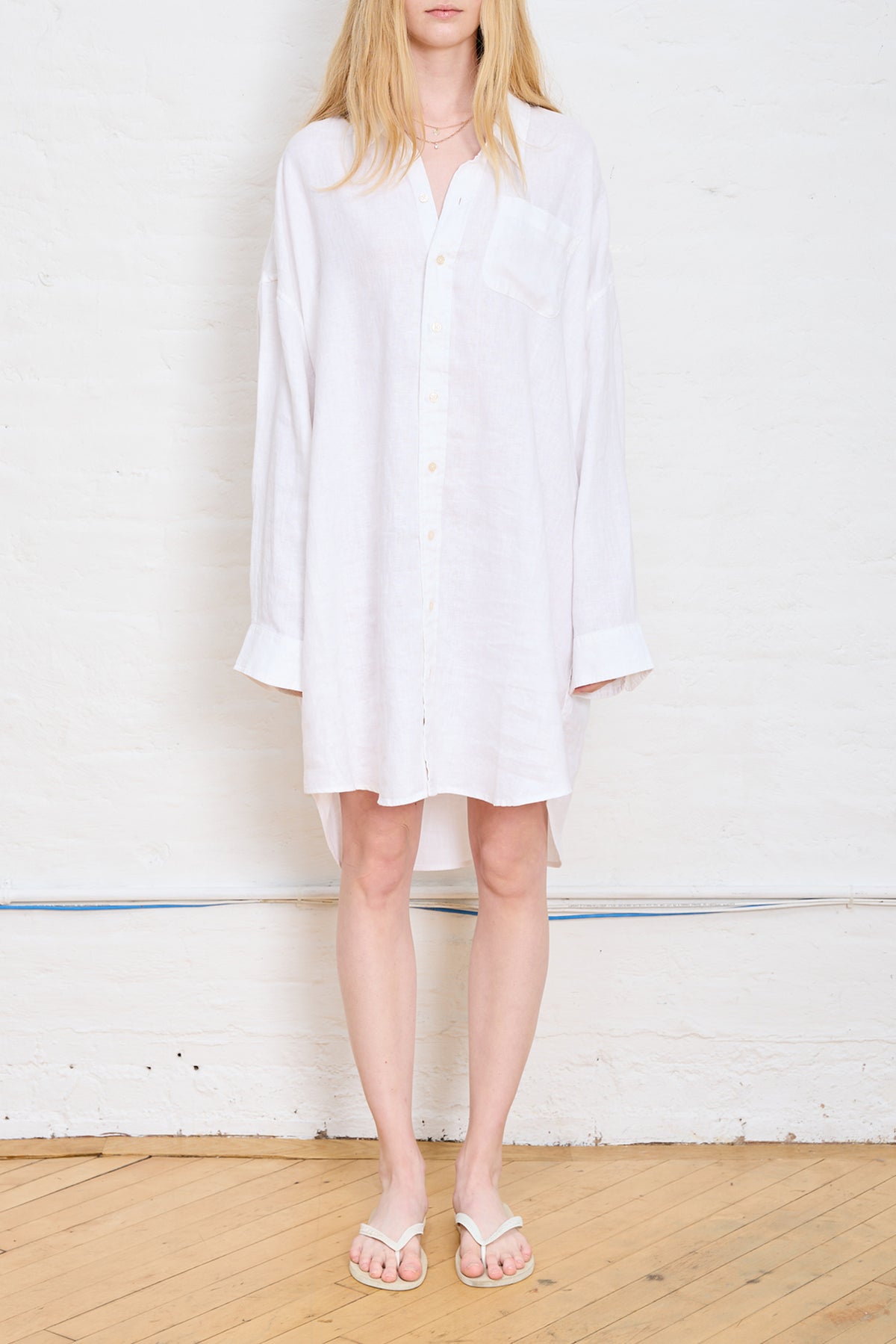 Button Front Shirtdress - White