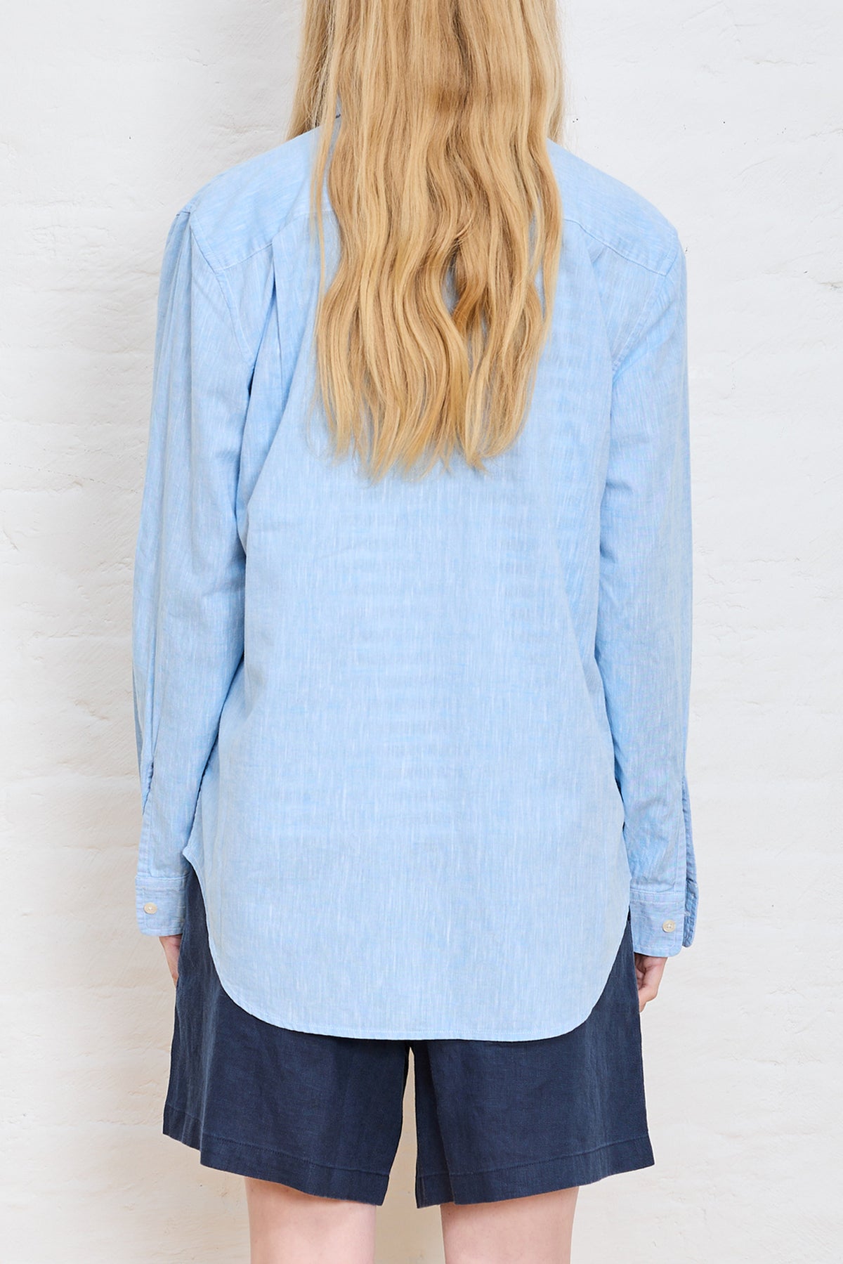 Boyfriend Shirt - Blue Cotton/ Linen