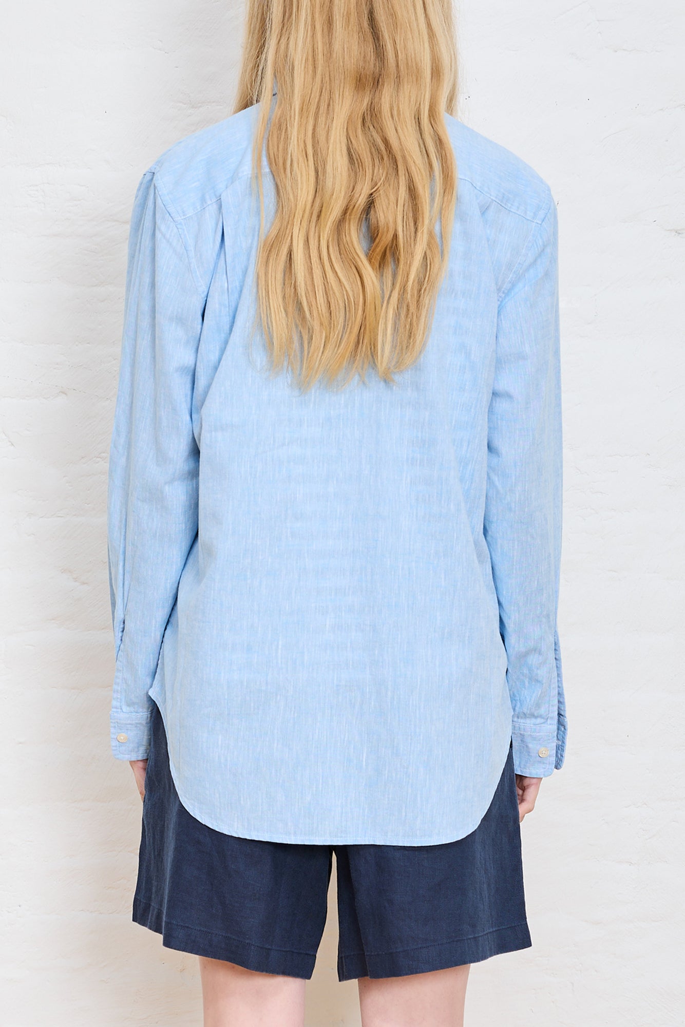 Boyfriend Shirt - Blue Cotton/Linen
