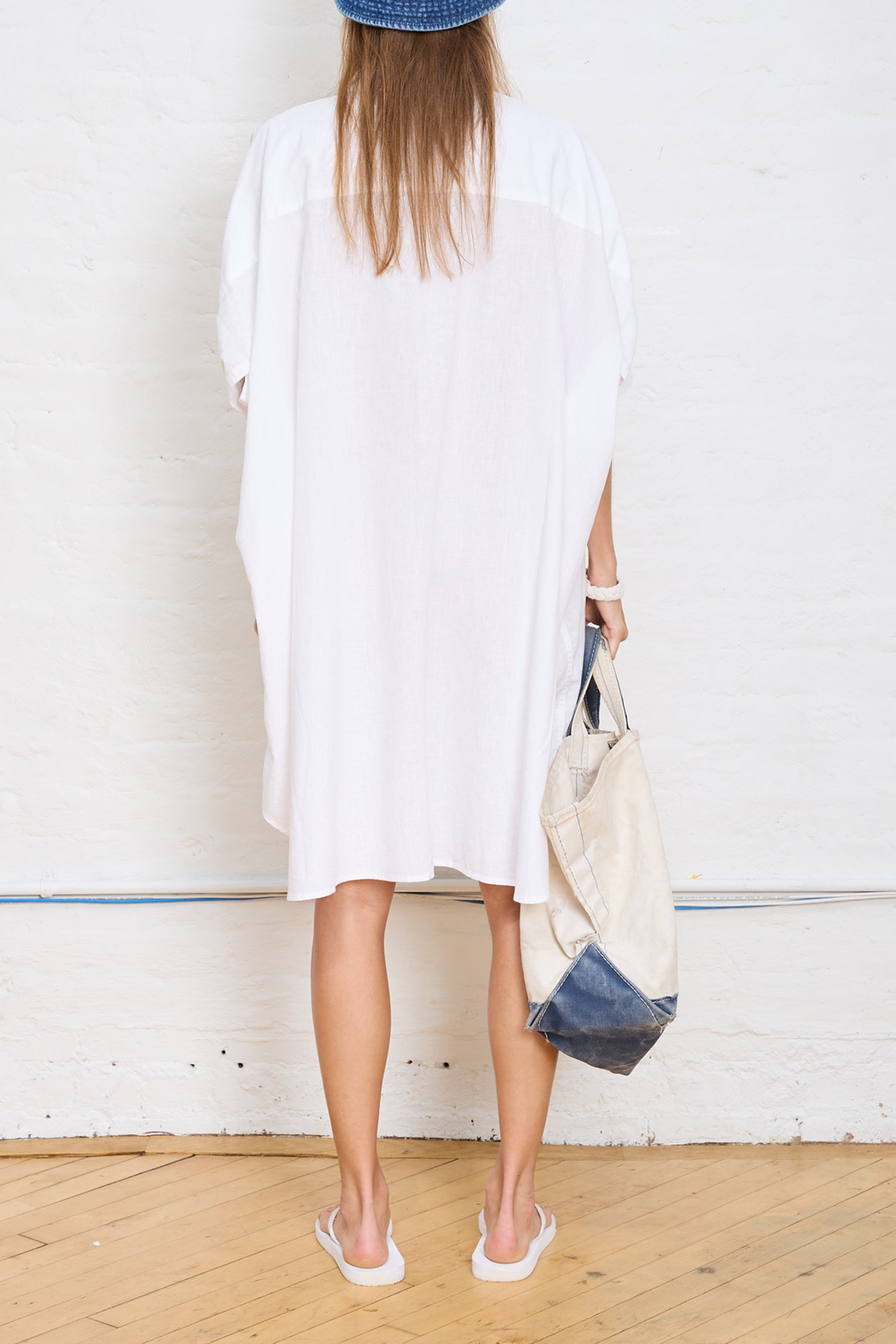 Oversized Cuffed Shirtdress - White