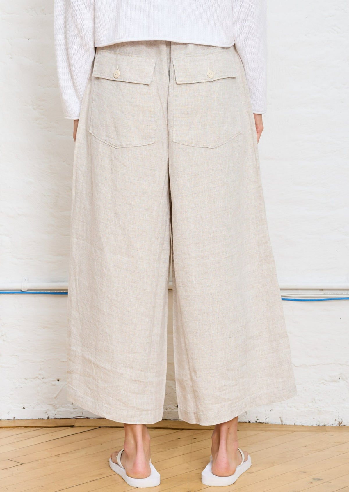 Palazzo Drawstring Utility Pant - Natural Linen