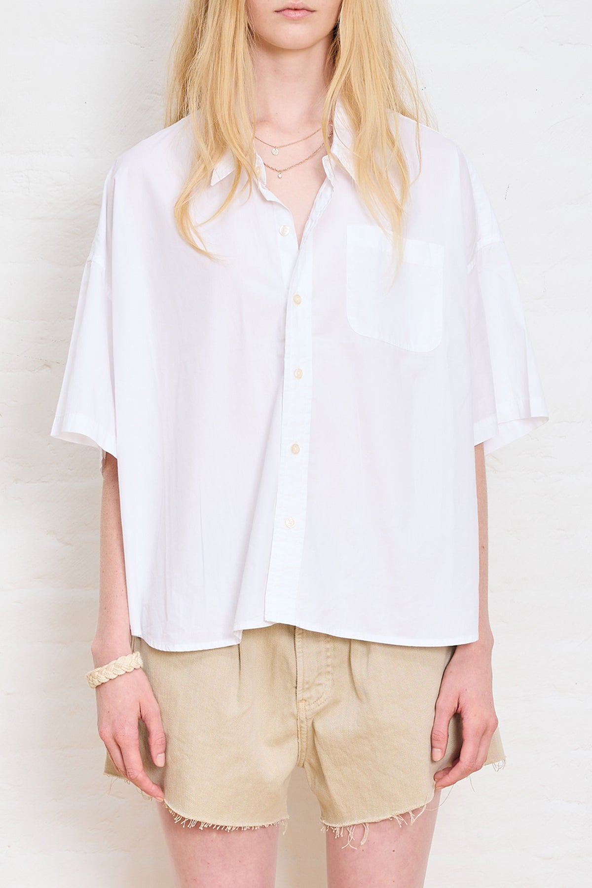 Short Sleeve Button Down Shirt - White