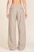 Flat Front Wide Leg Pant - Tan Herringbone