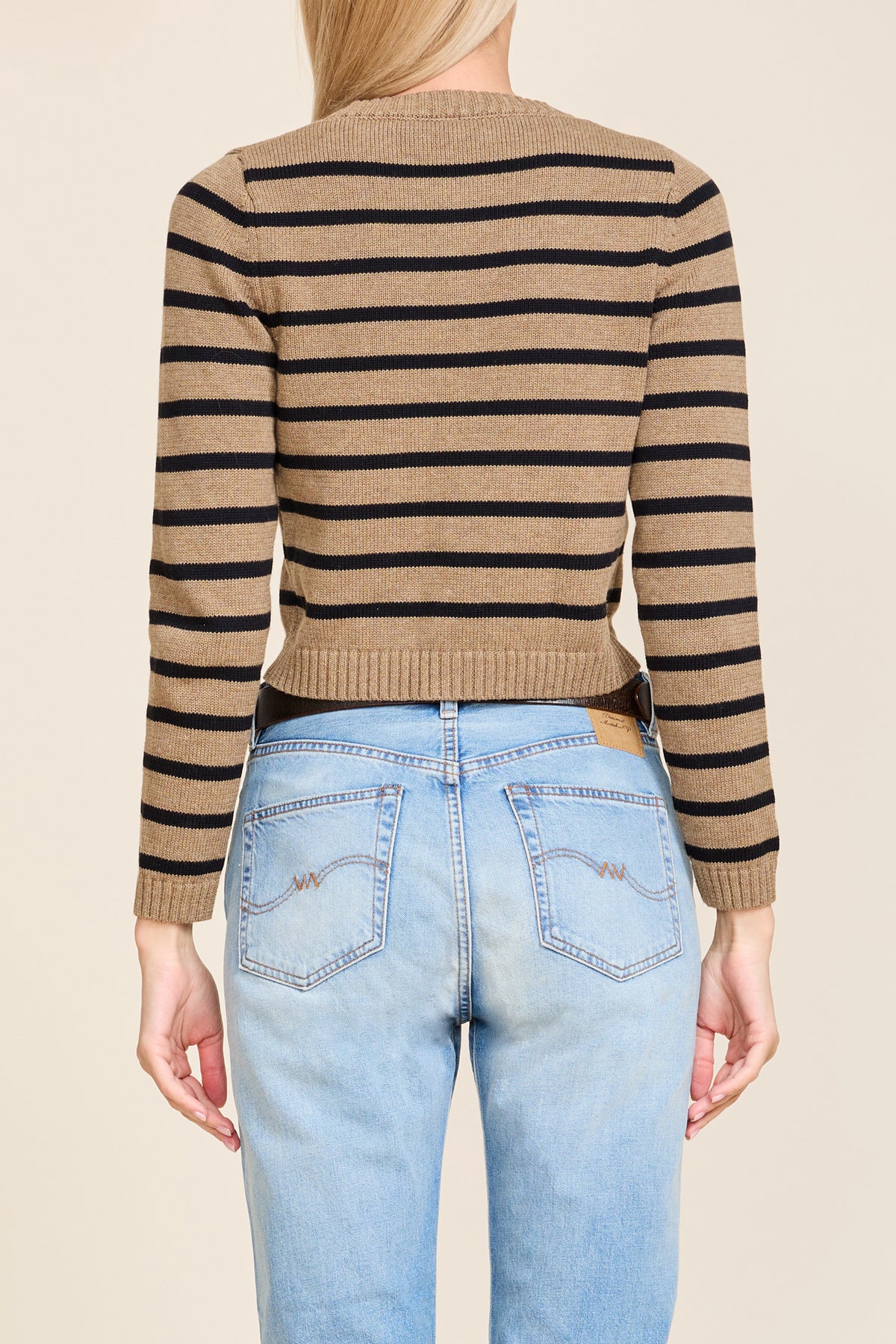 Stripe Shrunken Cardigan - Heather Brown w/ Black Stripe