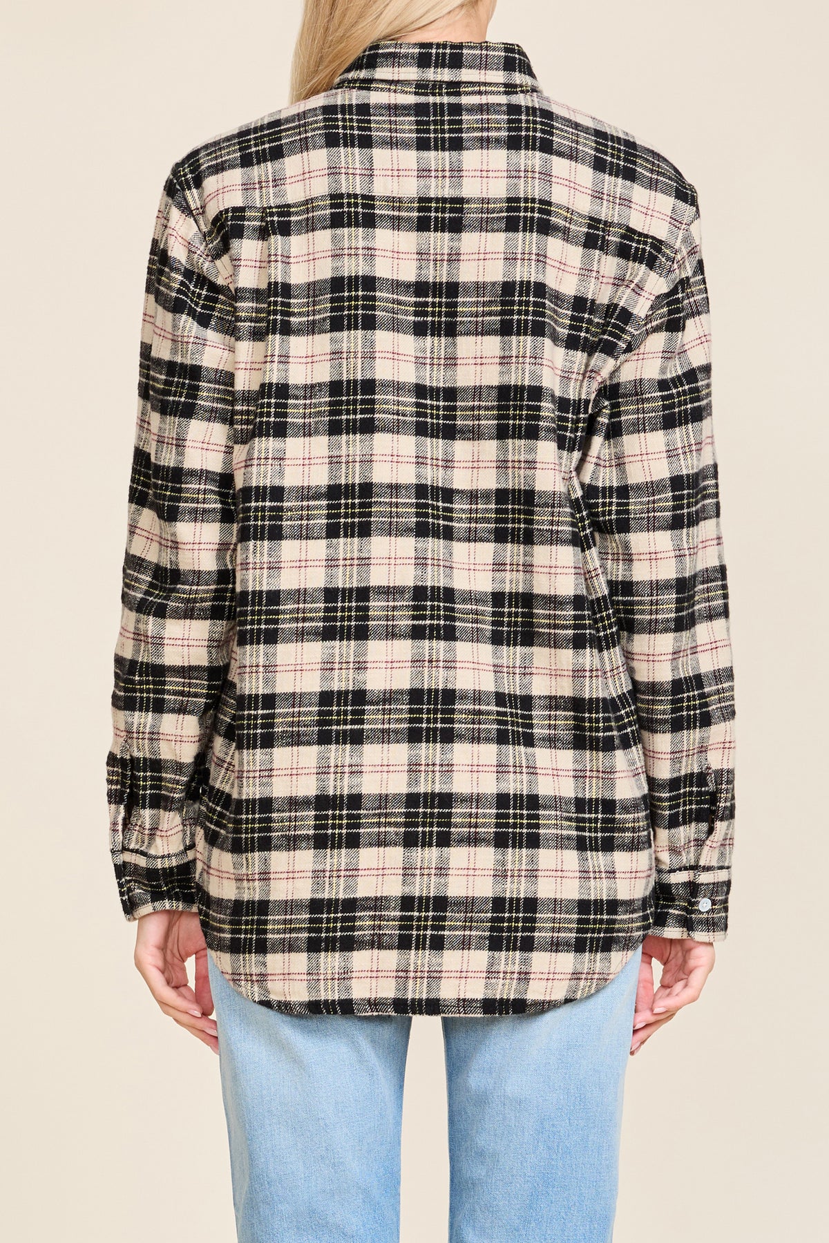 Boyfriend Shirt - Beige/Black Plaid