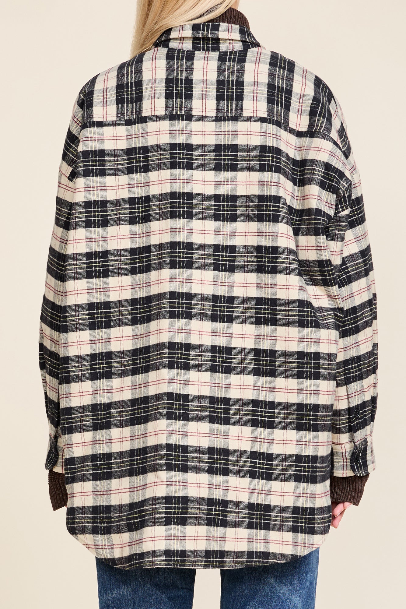 CPO Shirt Jacket - Beige/ Black Plaid