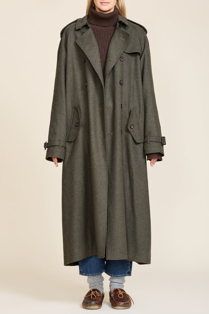 Oversized Trench Coat - Dark Olive - DARK OLIVE / M/L / DSW0052