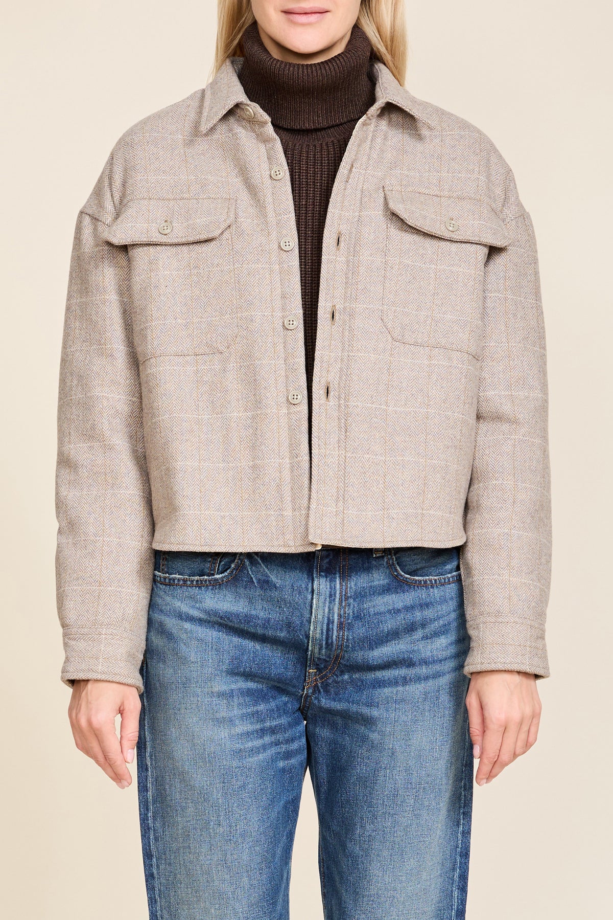 Shrunken CPO Jacket - Tan Herringbone