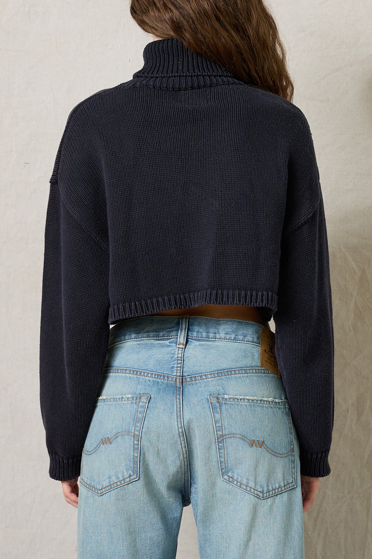 American Flag Cropped Turtleneck Sweater