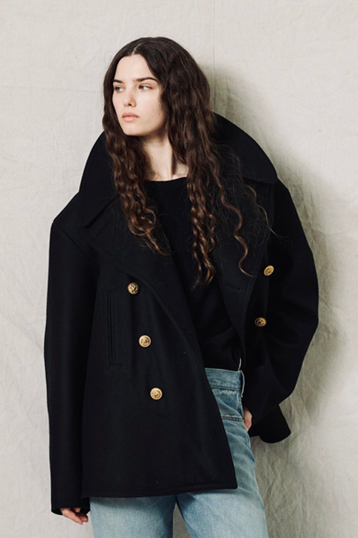 Oversized Peacoat - Black