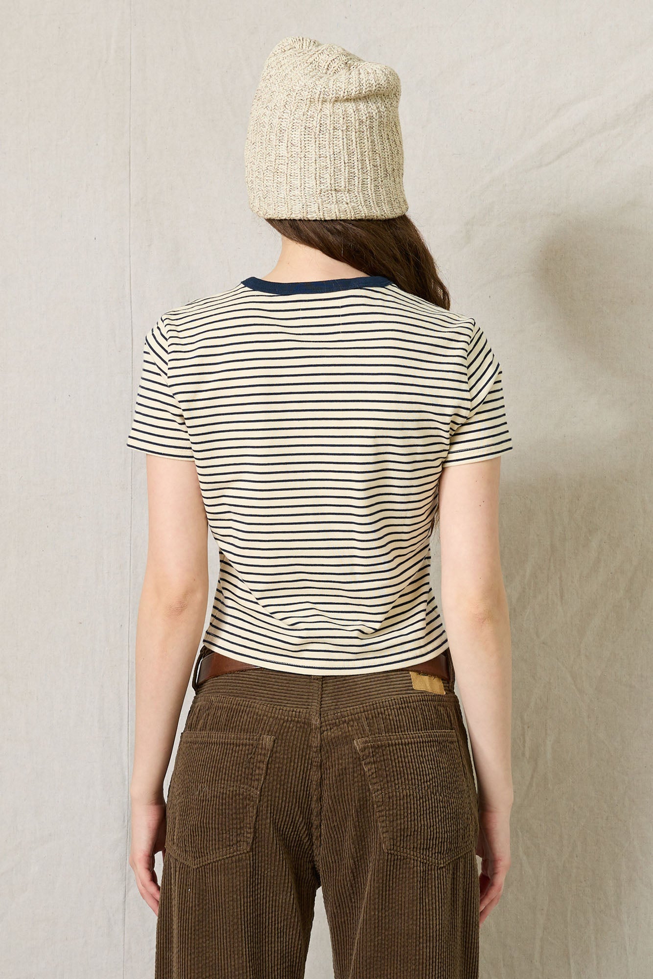 Striped Baby Tee - Narrow Cream /Navy Stripe