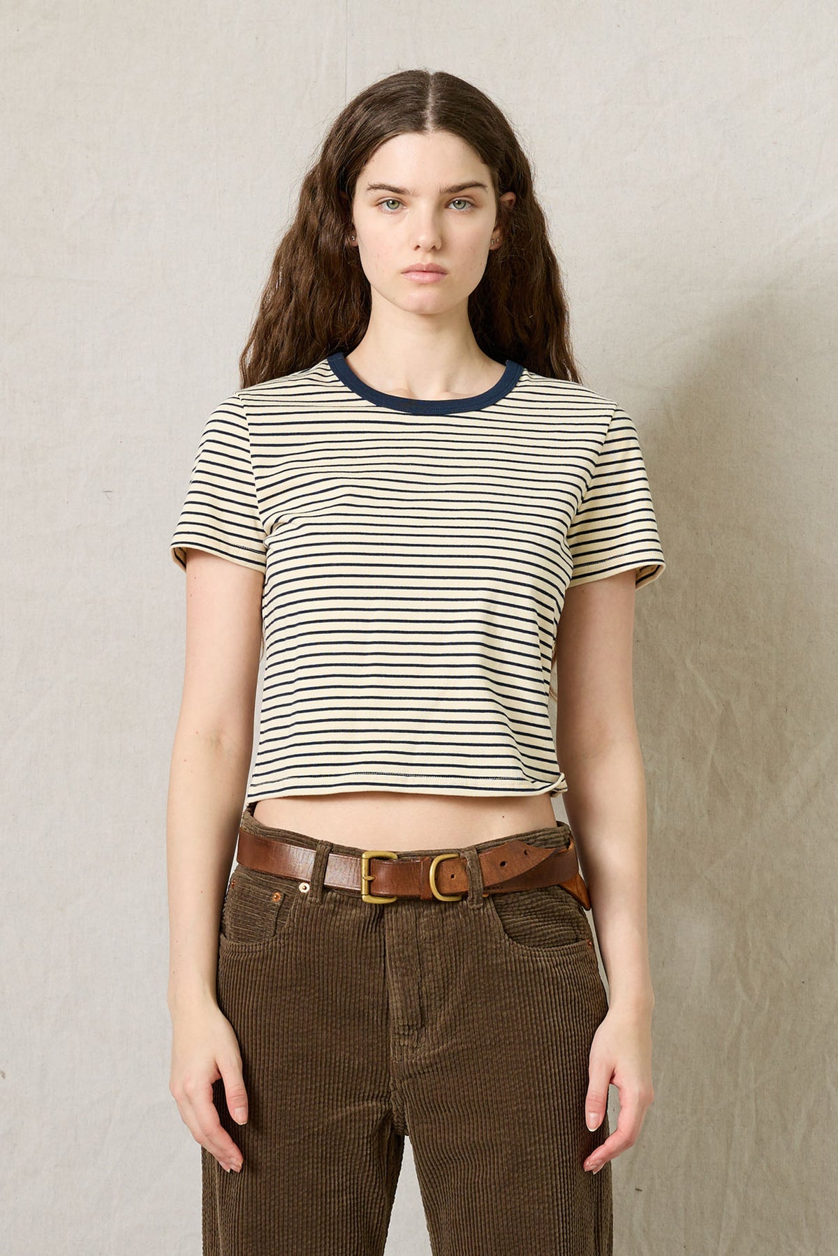 Striped Baby Tee - Narrow Cream/Navy Stripe