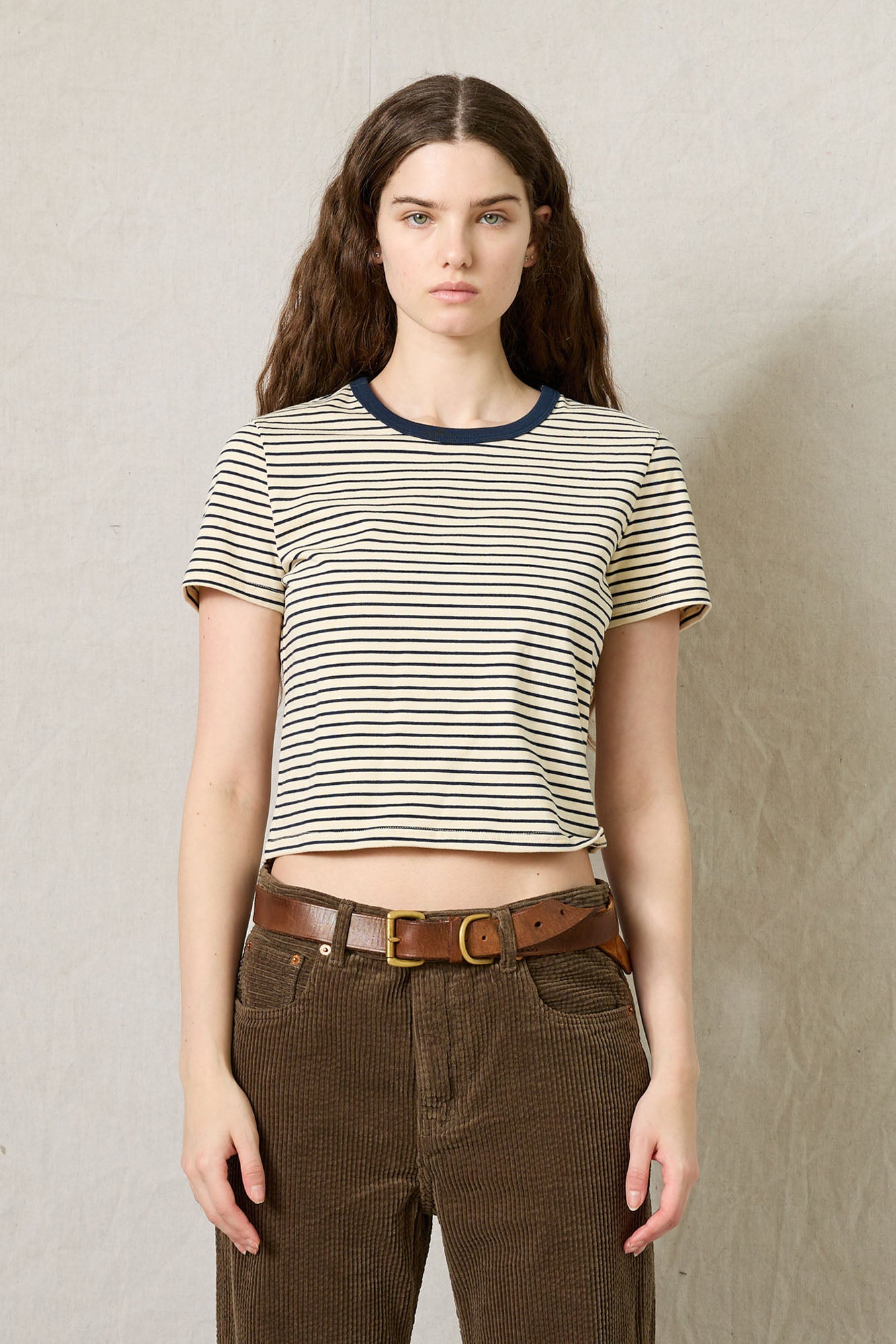 Striped Baby Tee - Narrow Cream/Navy Stripe