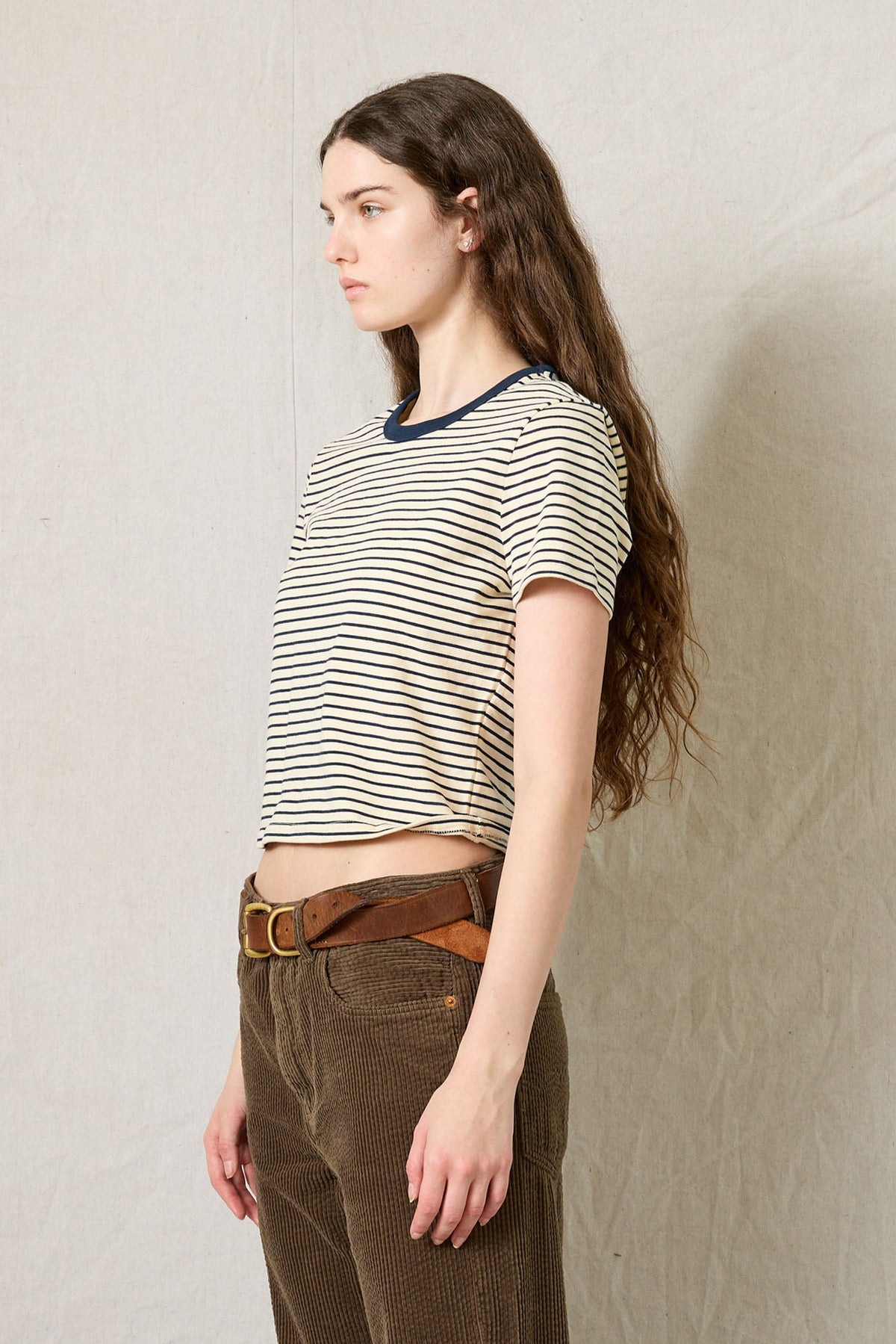 Striped Baby Tee - Narrow Cream /Navy Stripe