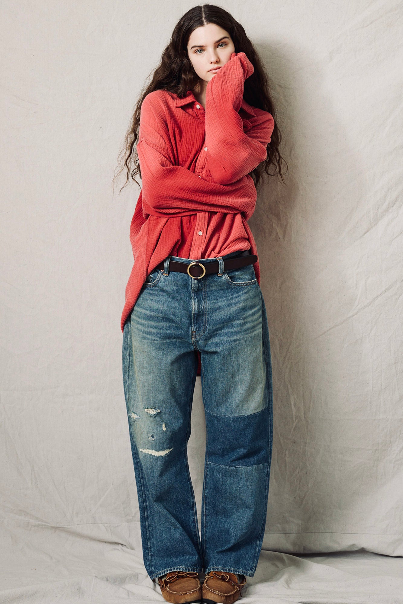 denimist Button Front Shirt Washed Red Deals | Clothing