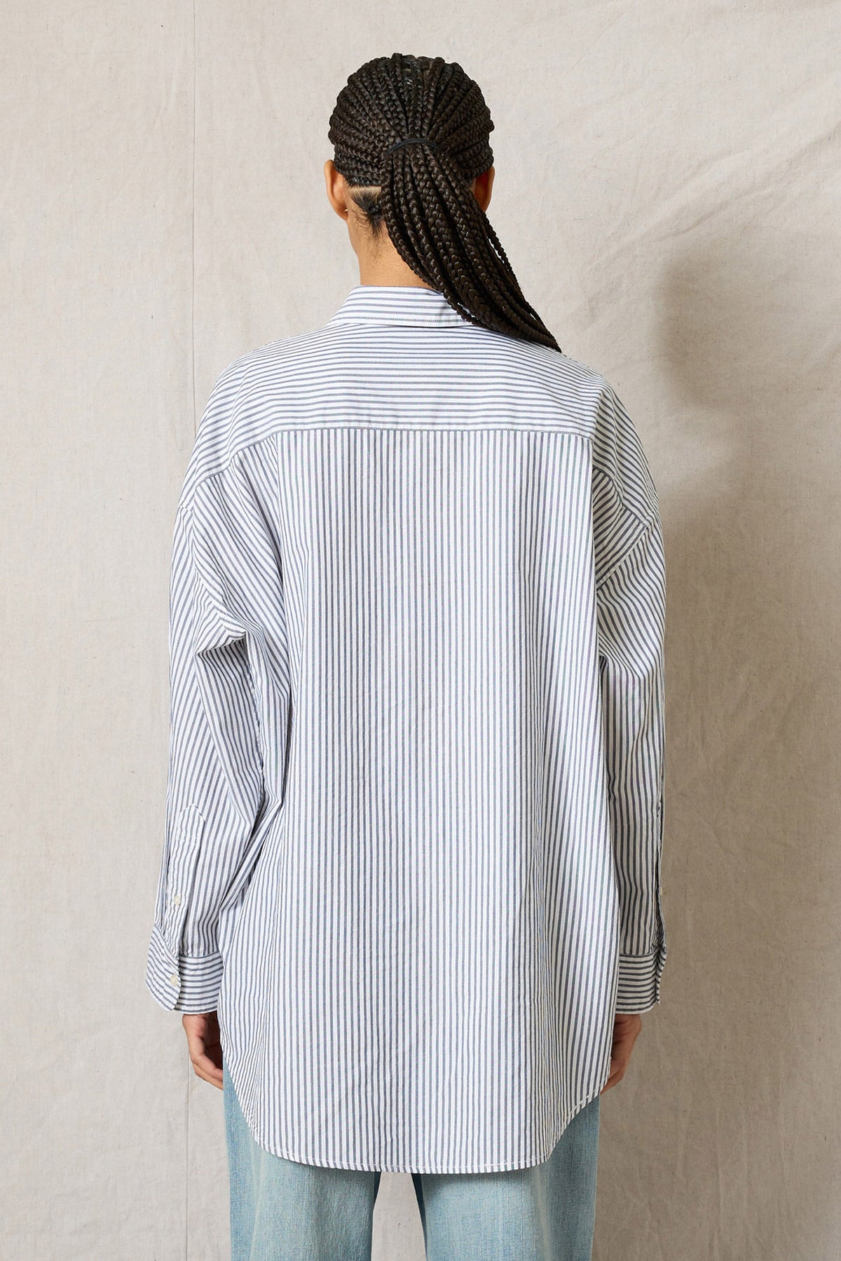 Button Front Shirt - Navy Stripe