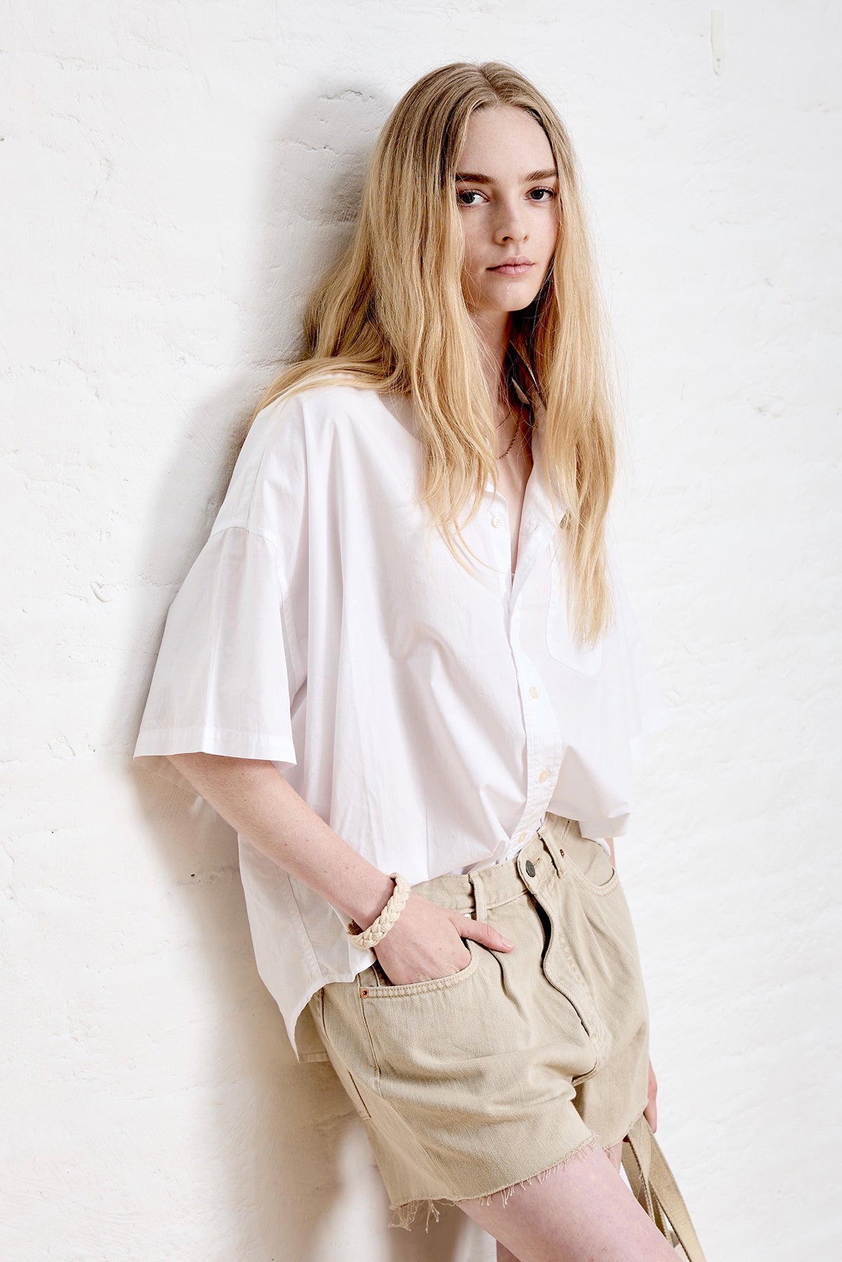 Short Sleeve Button Down Shirt - White