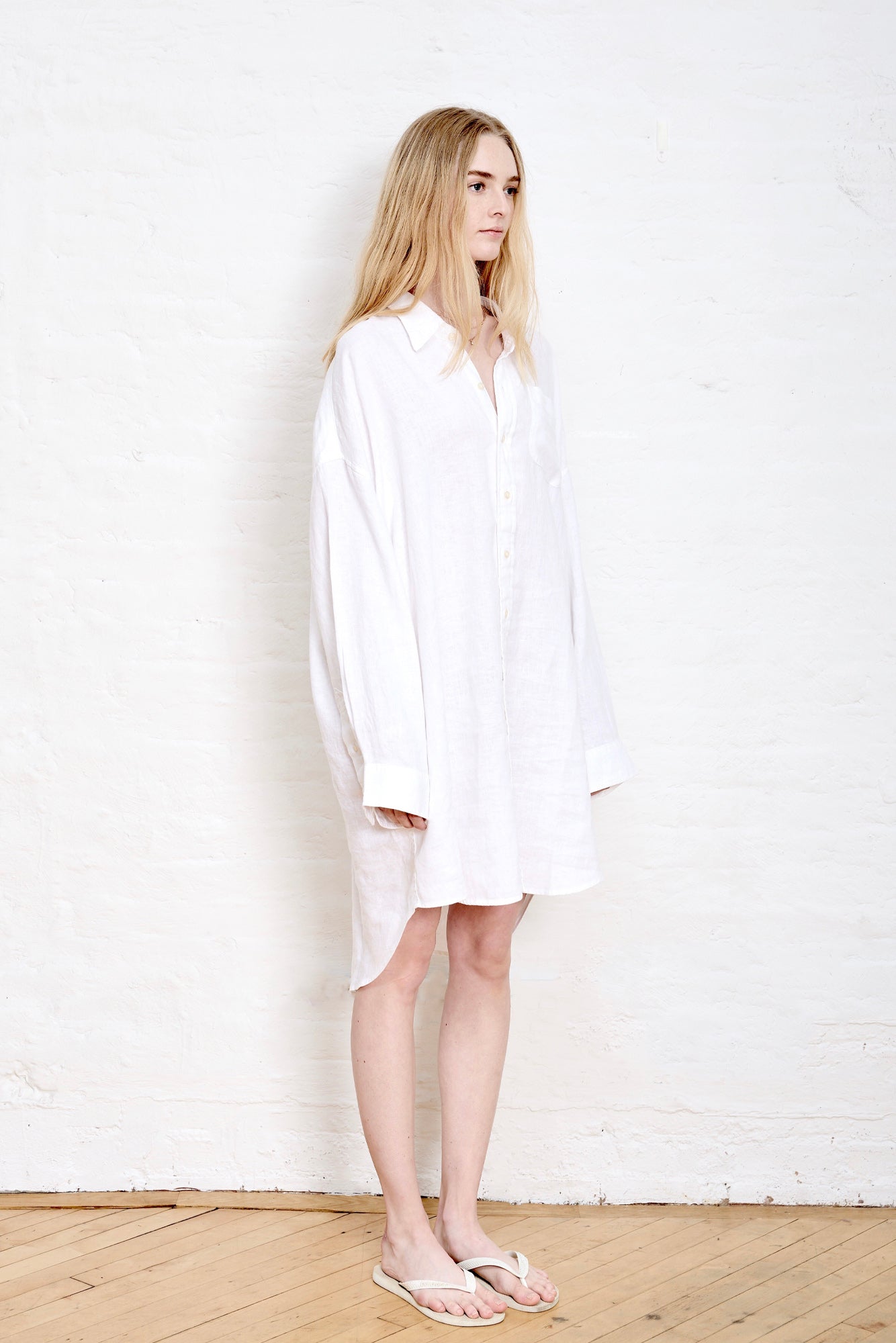 Button Front Shirtdress - White