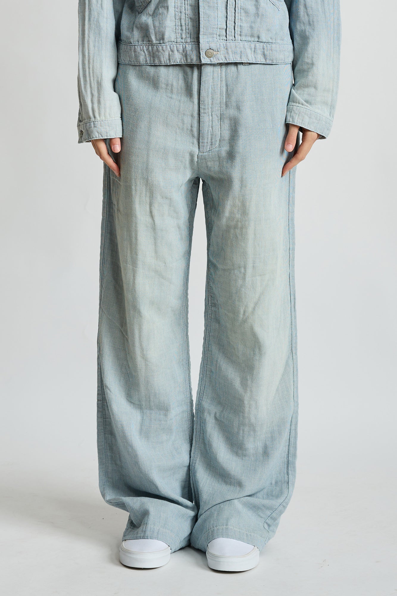 Teri Wide Leg Chino - Double Cloth Indigo Stripe