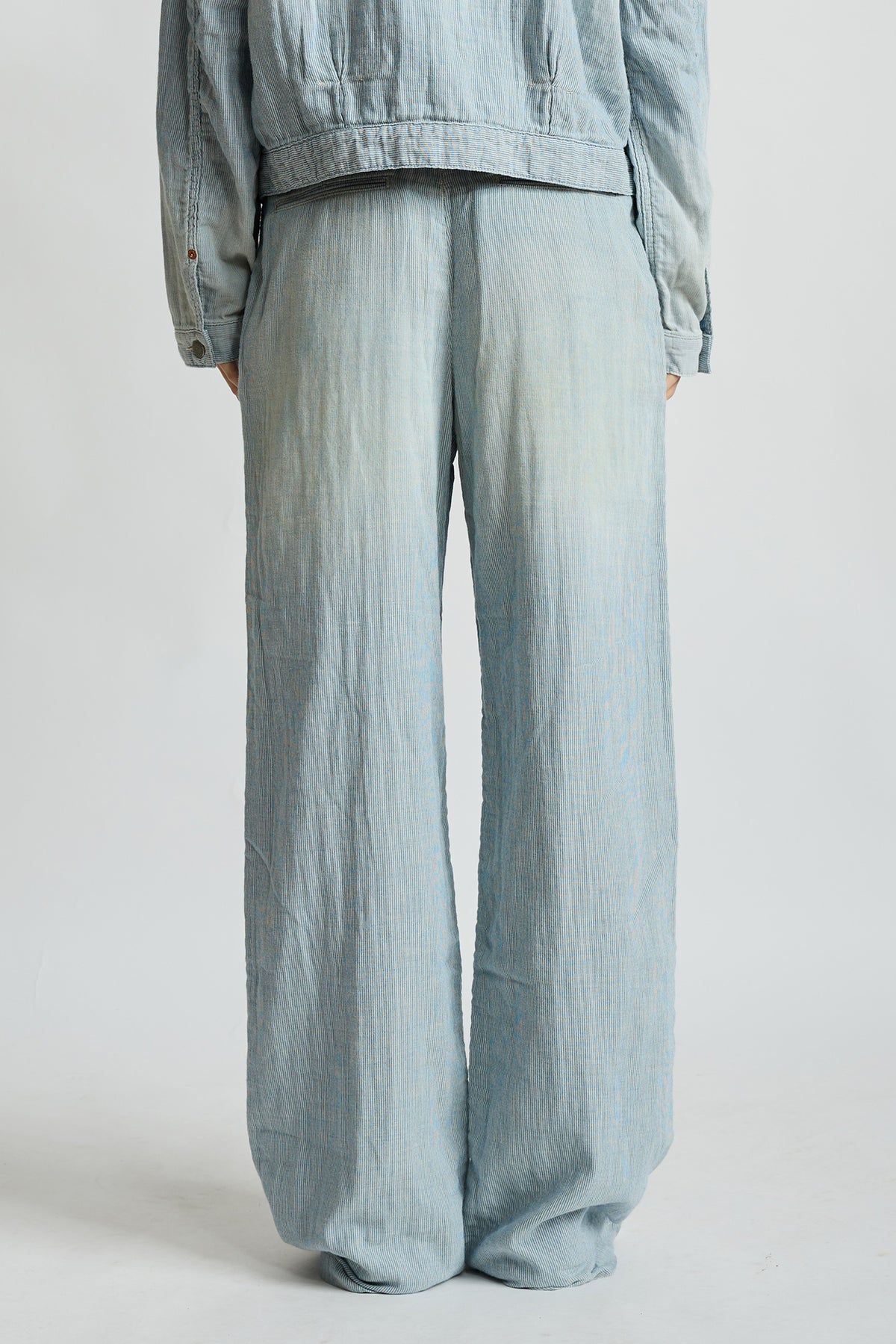 Teri Wide Leg Chino - Double Cloth Indigo Stripe