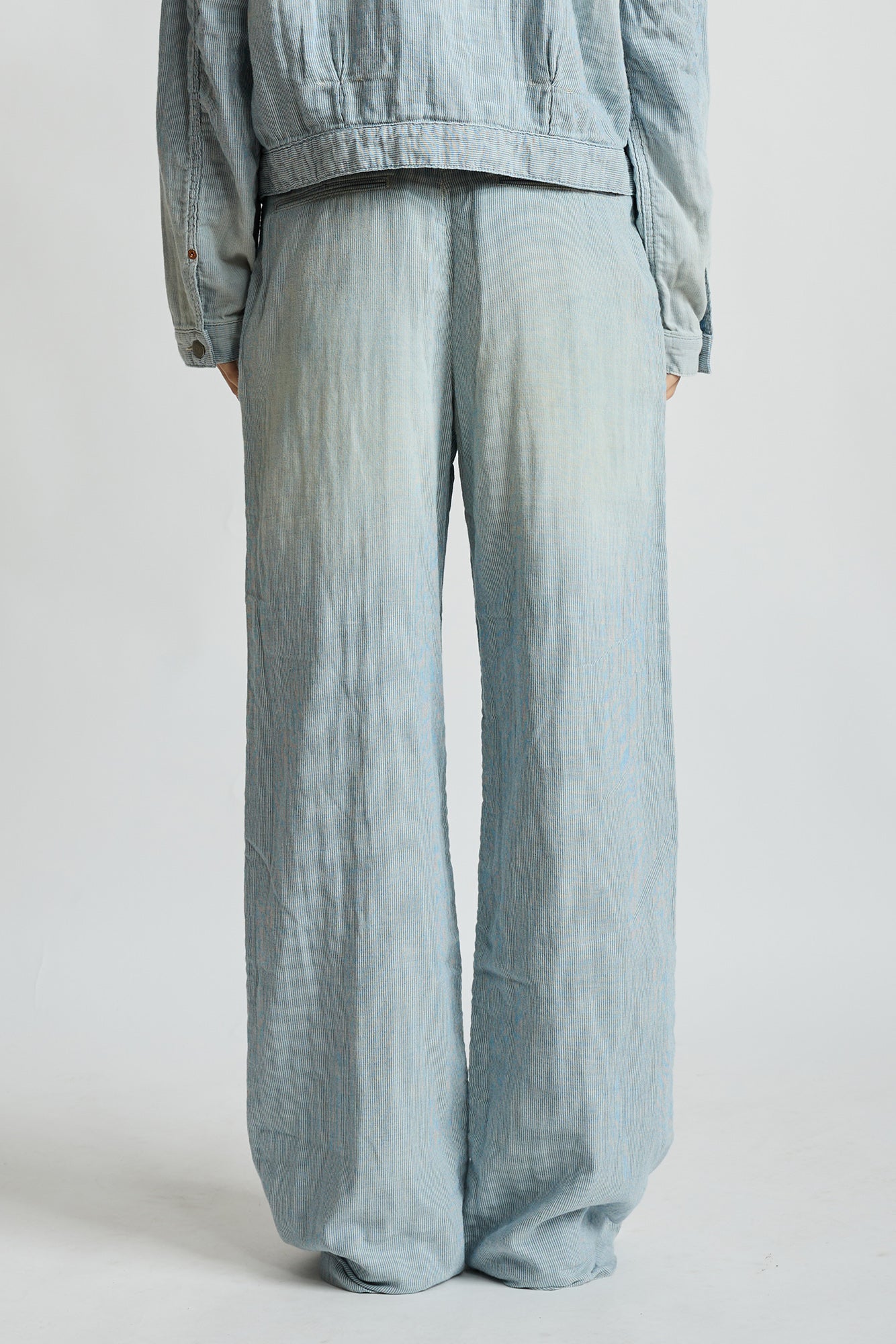 Teri Wide Leg Chino - Double Cloth Indigo Stripe