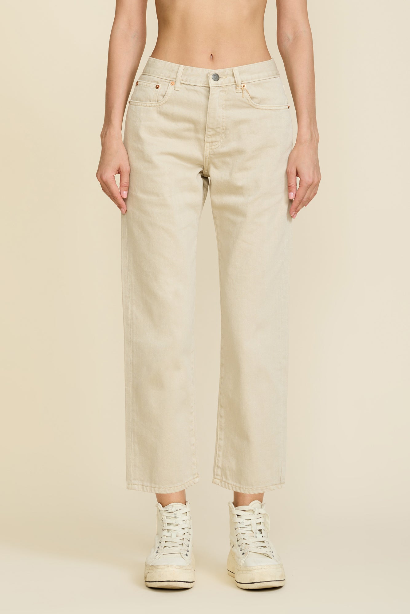 Lindsay Slim Boyfriend Jean - Almond