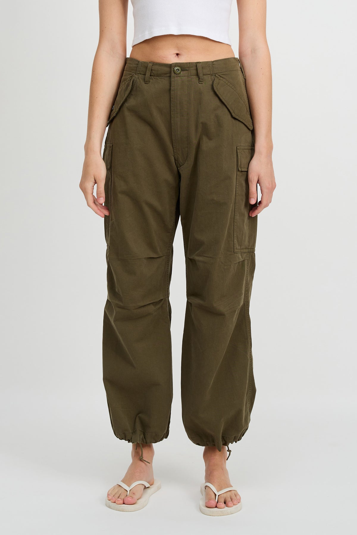 Cropped Cargo - Olive Green