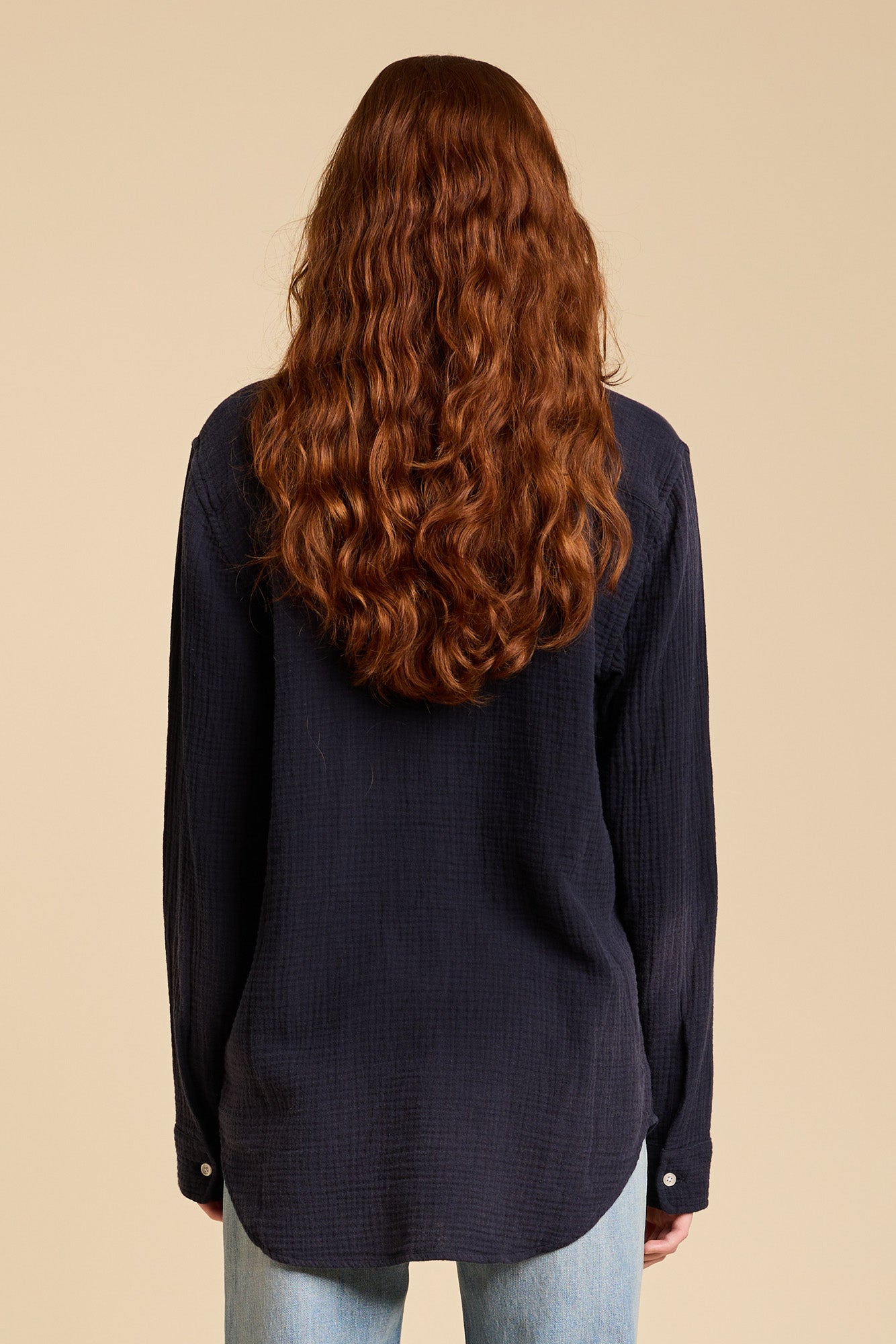 Boyfriend Shirt - Navy Gauze