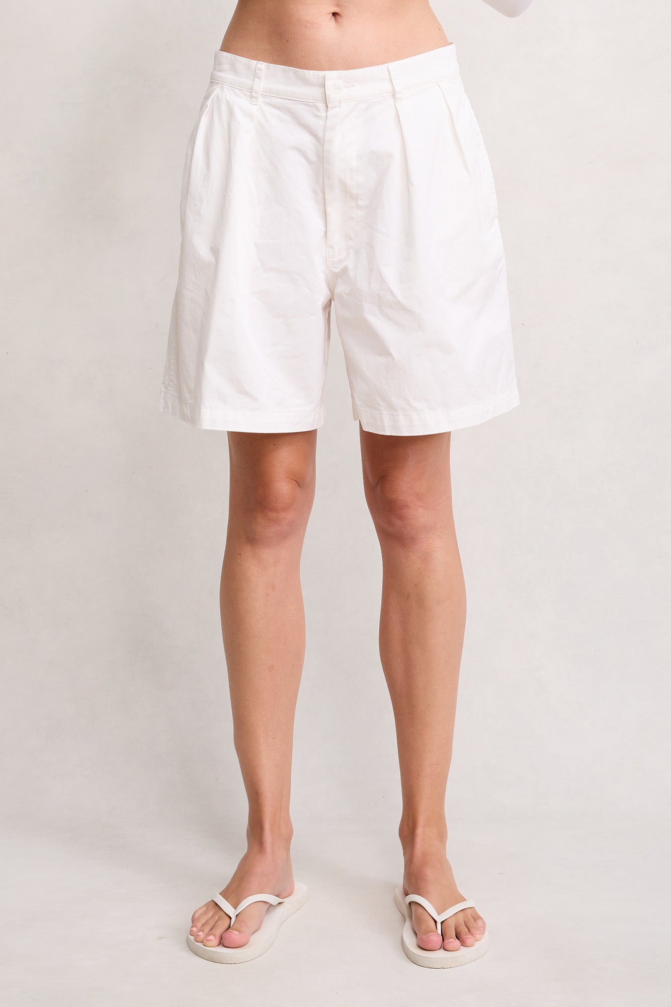 Double Pleat Shorts - White - Denimist - denimist