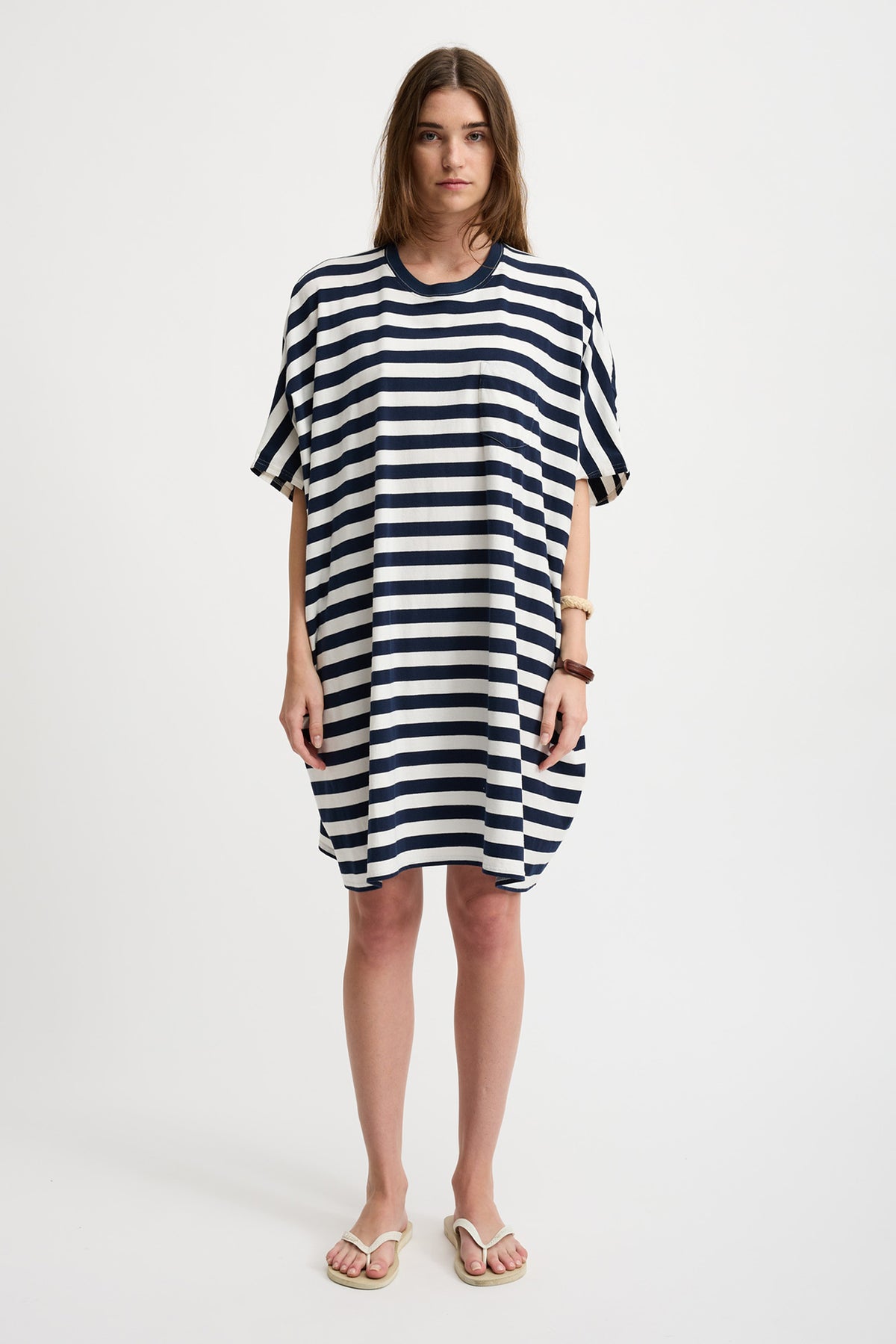 Pocket Tee Dress - Navy/White Stripe