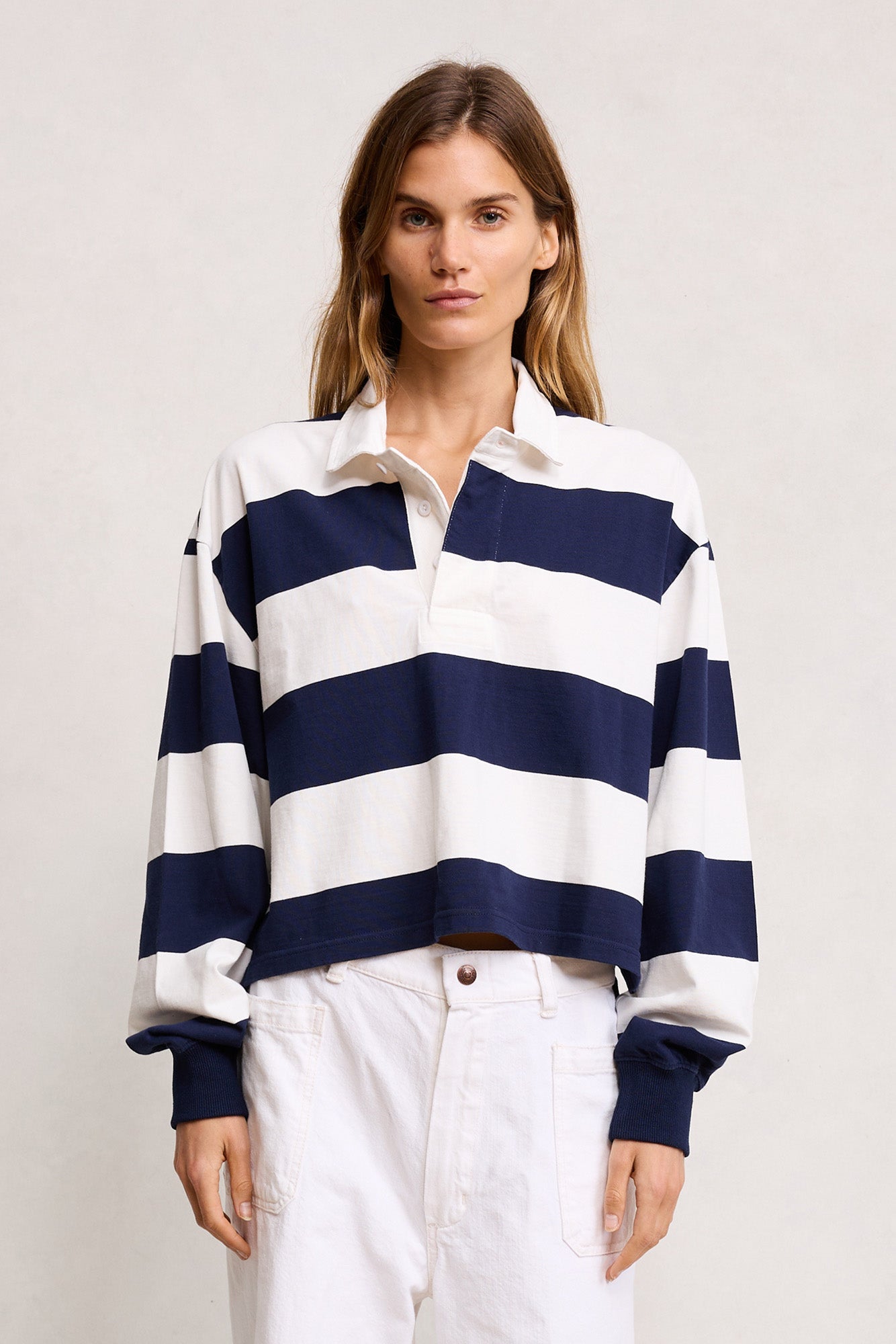 Rugby Long Sleeve Tee - Jumbo Navy Blue Stripe