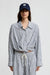Twisted Front Shirt - Ecru/ Navy Stripe