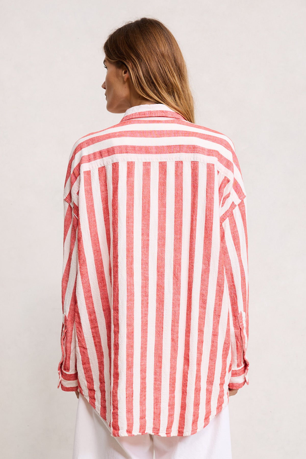 Sutton Button Front Shirt - Jumbo Red Stripe