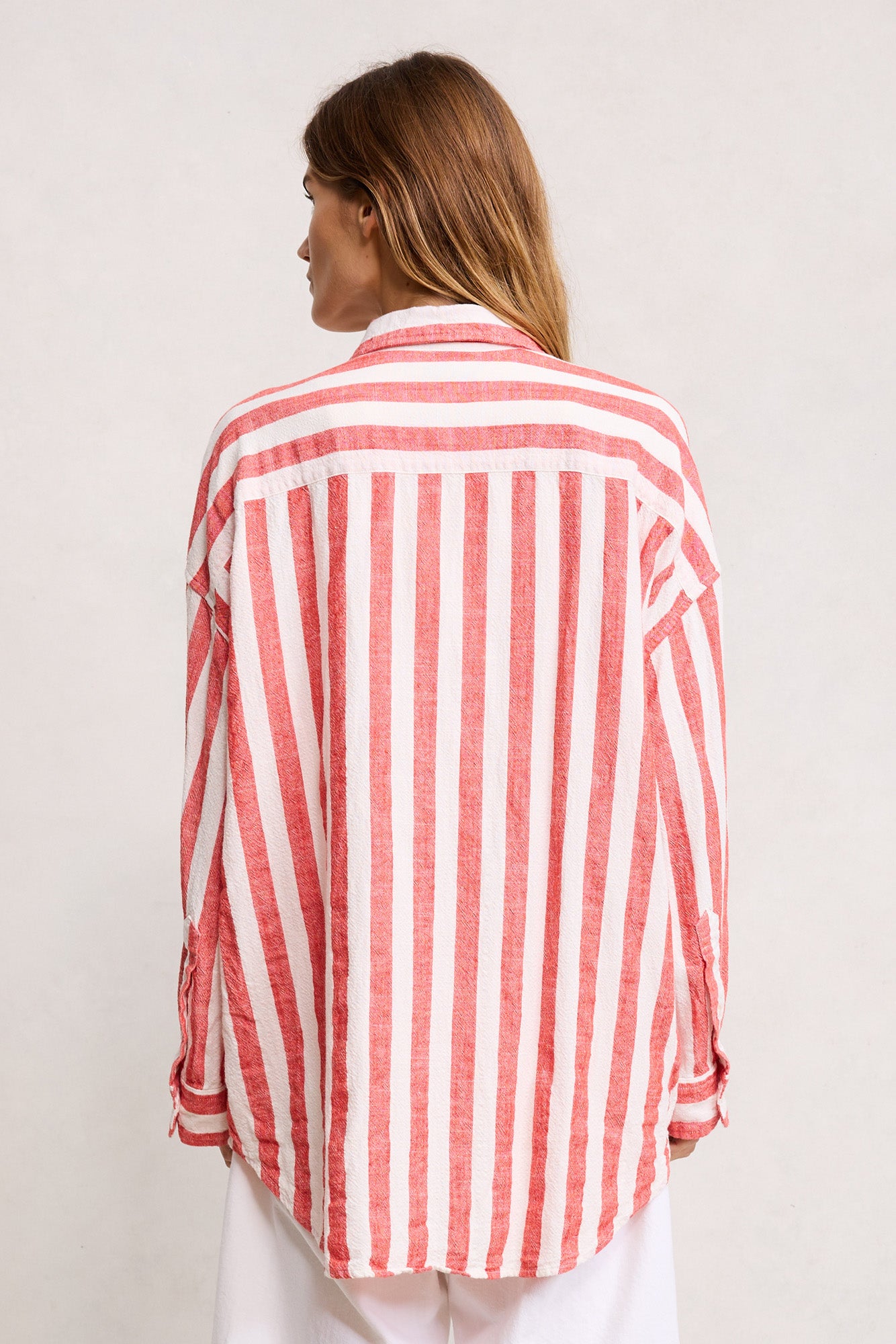 Sutton Button Front Shirt - Jumbo Red Stripe