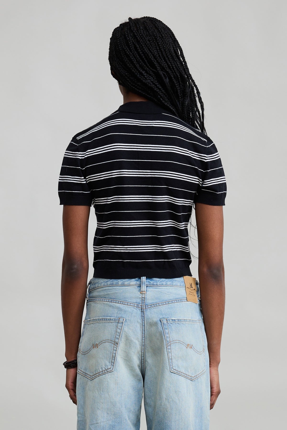 The Montauk Polo - Black And White Stripe